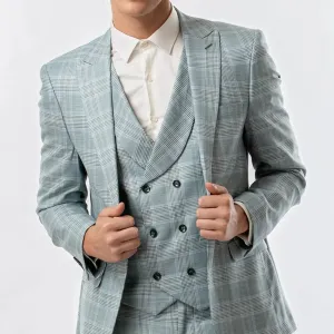 Slim Fit Vest Teal Plaid
