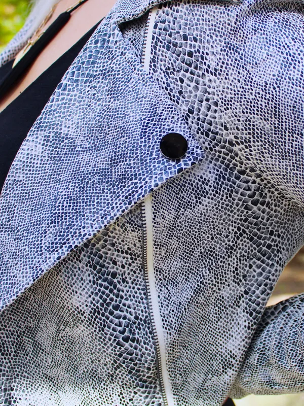 Slytherin Suede Biker Jacket, Snake Skin
