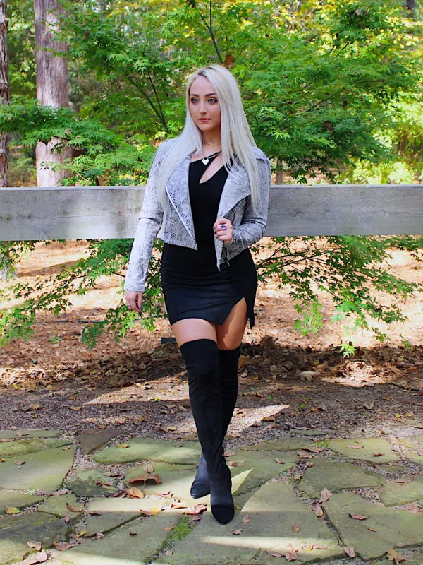 Slytherin Suede Biker Jacket, Snake Skin