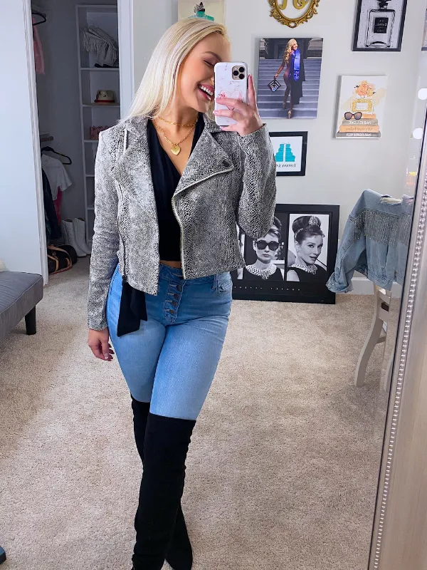 Slytherin Suede Biker Jacket, Snake Skin