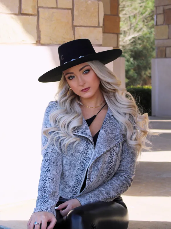 Slytherin Suede Biker Jacket, Snake Skin
