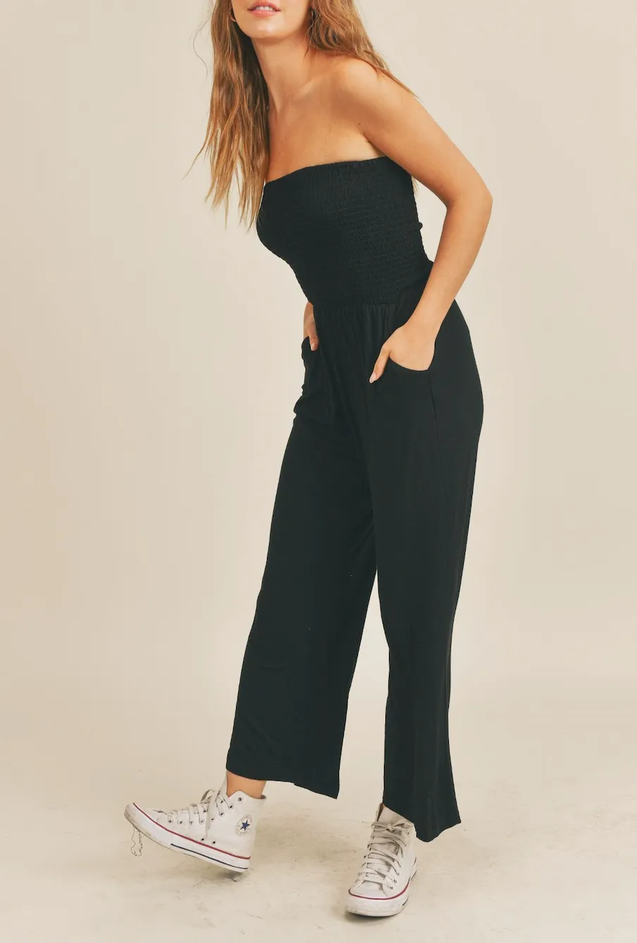 Smocked Tube Jumpsuit
