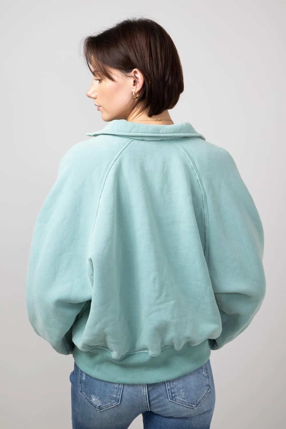 Snap Button Collared Fleece for Women in Sage | PT16060-SAGE