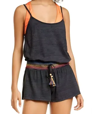 SOLUNA Women's Grey Cotton Stretchy Sleeveless Romper #2404902 Small NWT