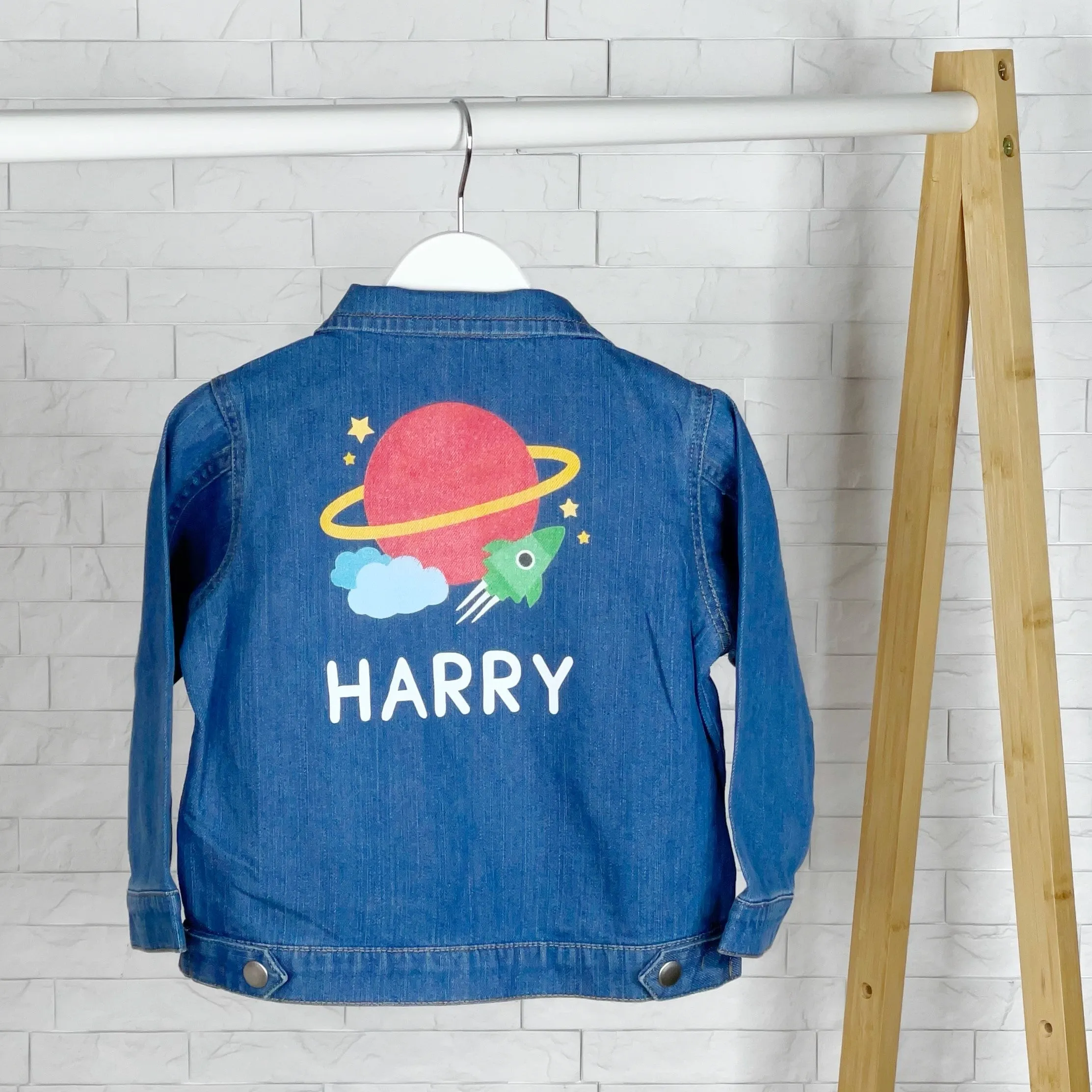 Space Personalised Baby/Kids Denim Jacket