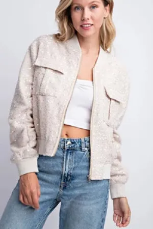 Sparkling Sequin Zip Up Jacket