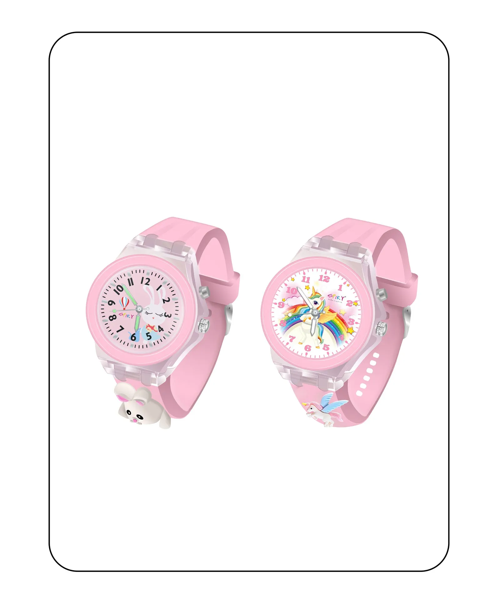 Spiky 3D Butterfly & Monkey Cartoon Analog Light Watch Combo - Puple & Blue