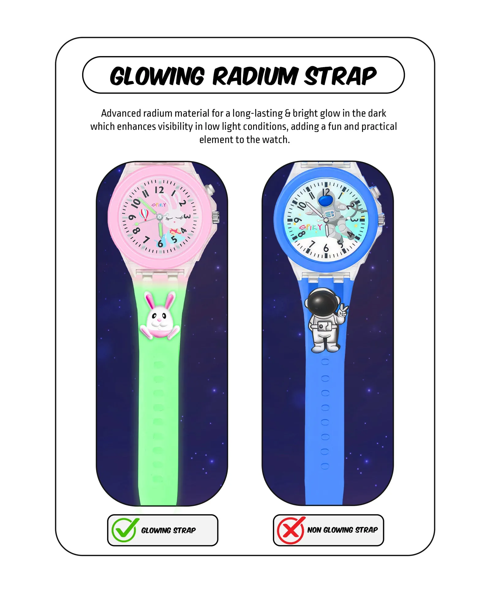 Spiky 3D Butterfly & Monkey Cartoon Analog Light Watch Combo - Puple & Blue