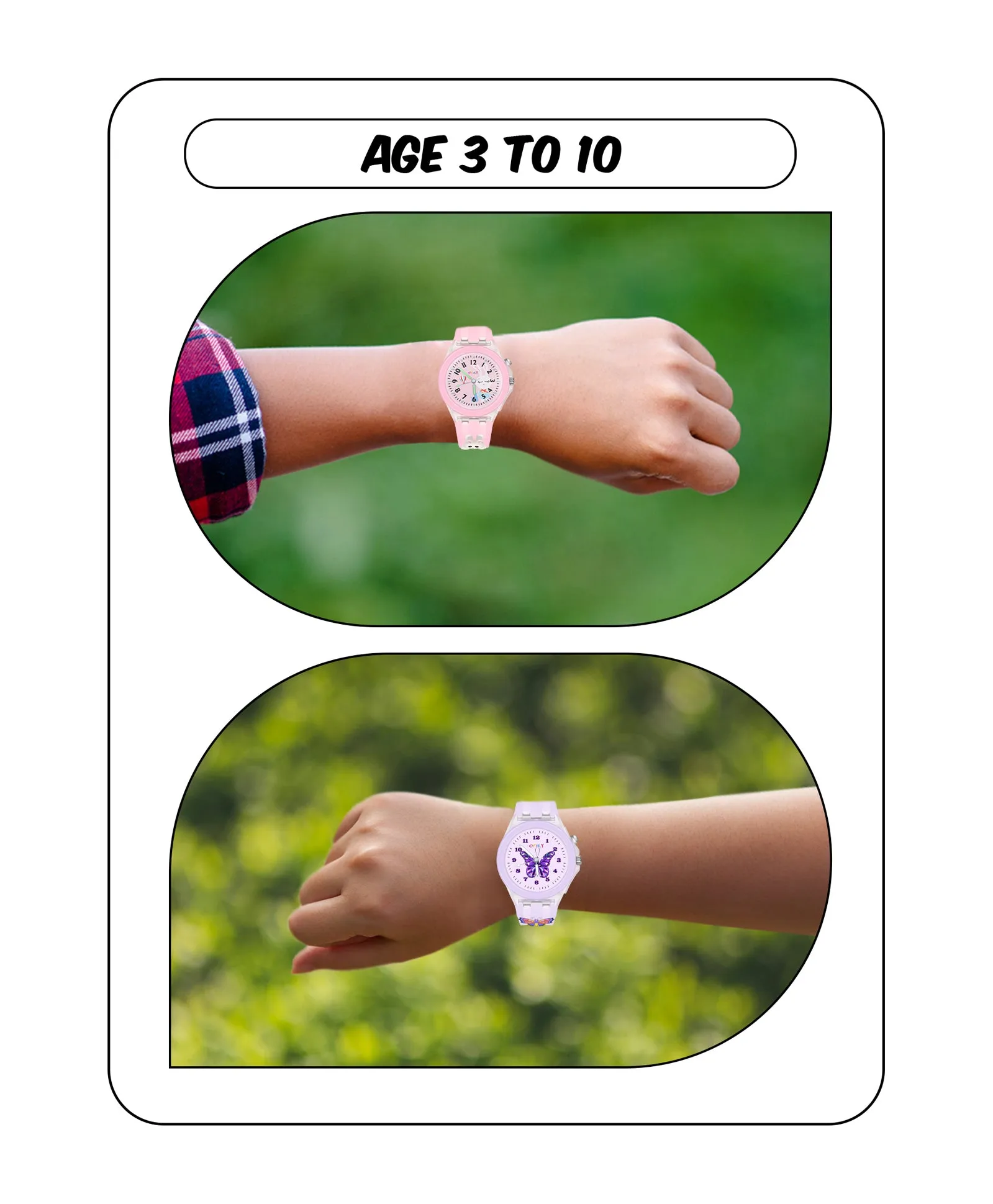 Spiky 3D Butterfly & Monkey Cartoon Analog Light Watch Combo - Puple & Blue