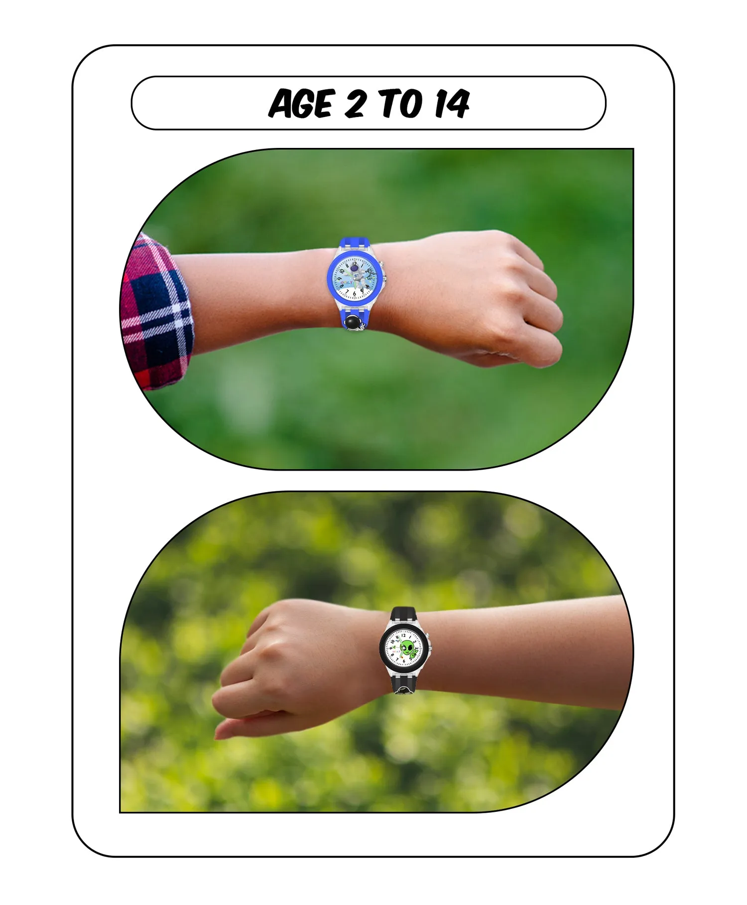 Spiky 3D Butterfly & Monkey Cartoon Analog Light Watch Combo - Puple & Blue
