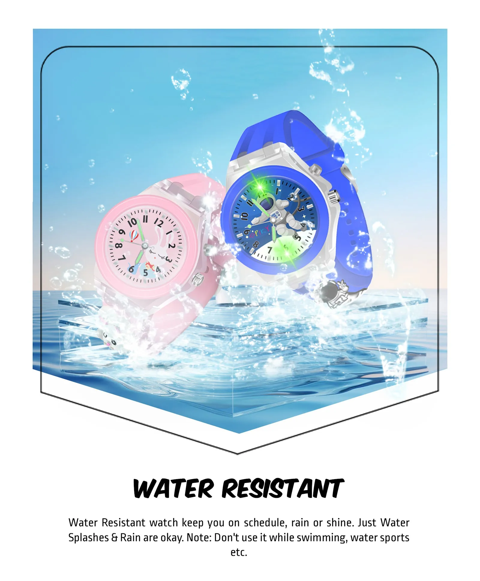 Spiky 3D Butterfly & Monkey Cartoon Analog Light Watch Combo - Puple & Blue