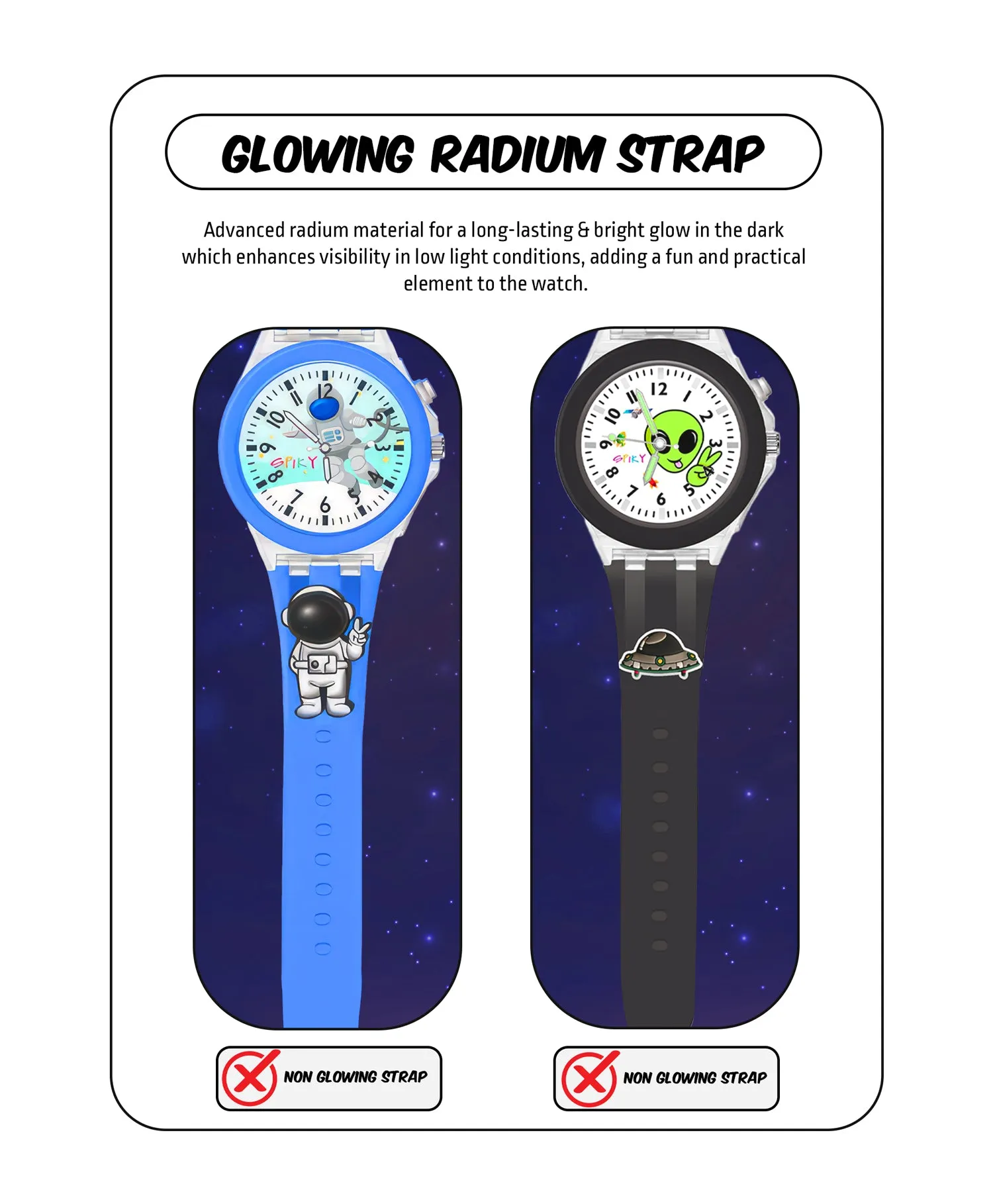 Spiky 3D Butterfly & Monkey Cartoon Analog Light Watch Combo - Puple & Blue