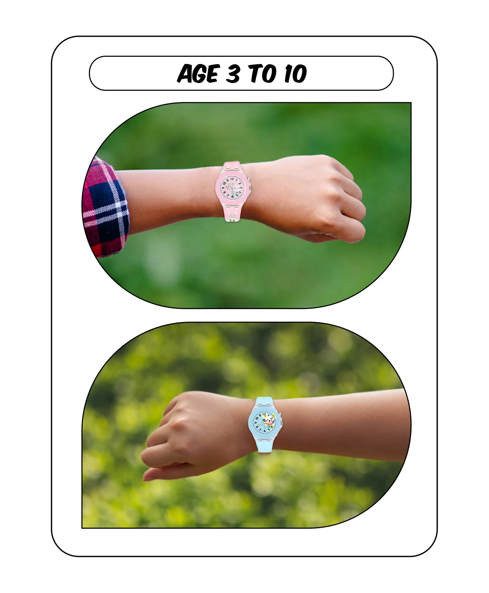 Spiky 3D Butterfly & Monkey Cartoon Analog Light Watch Combo - Puple & Blue