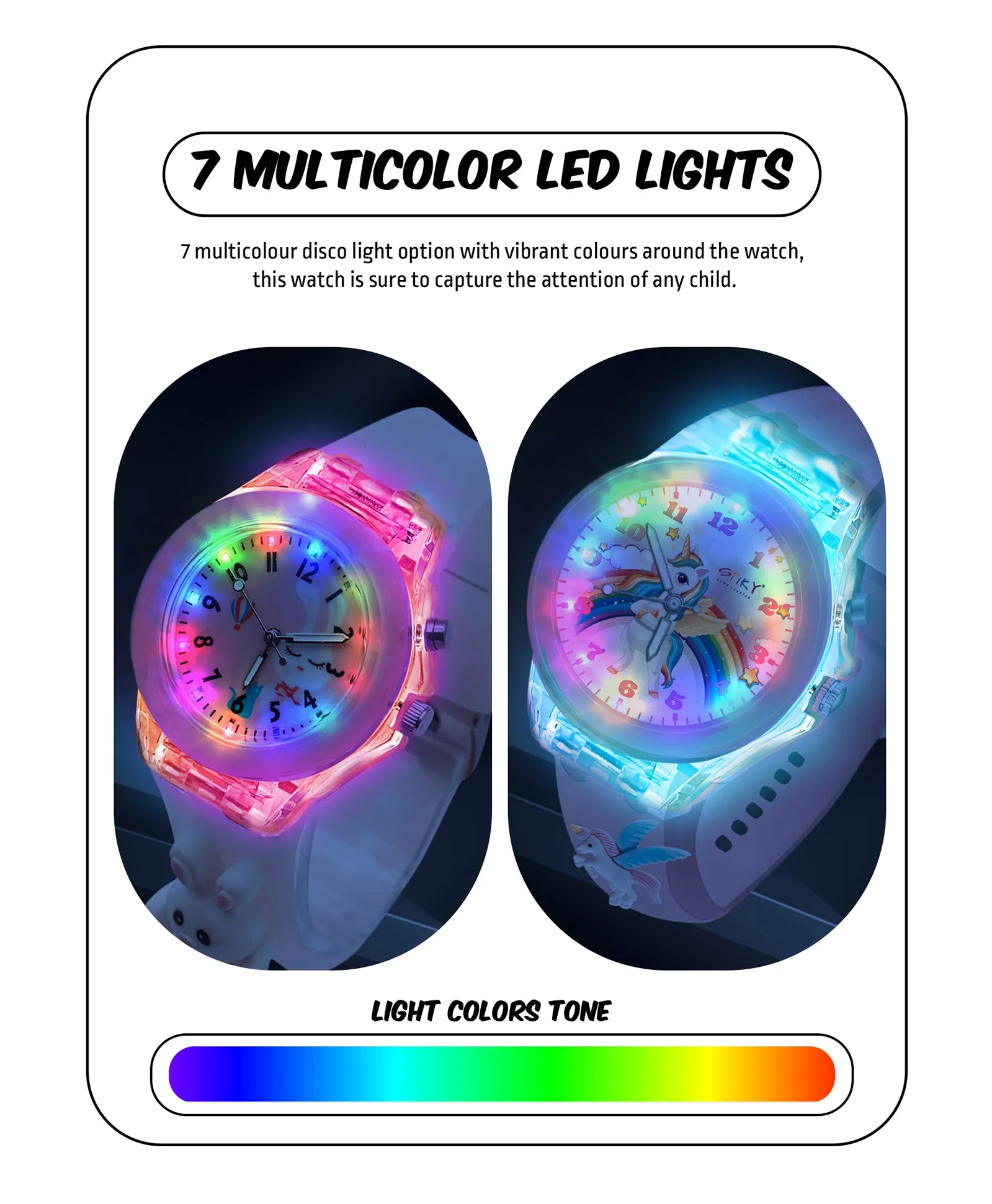 Spiky 3D Butterfly & Monkey Cartoon Analog Light Watch Combo - Puple & Blue