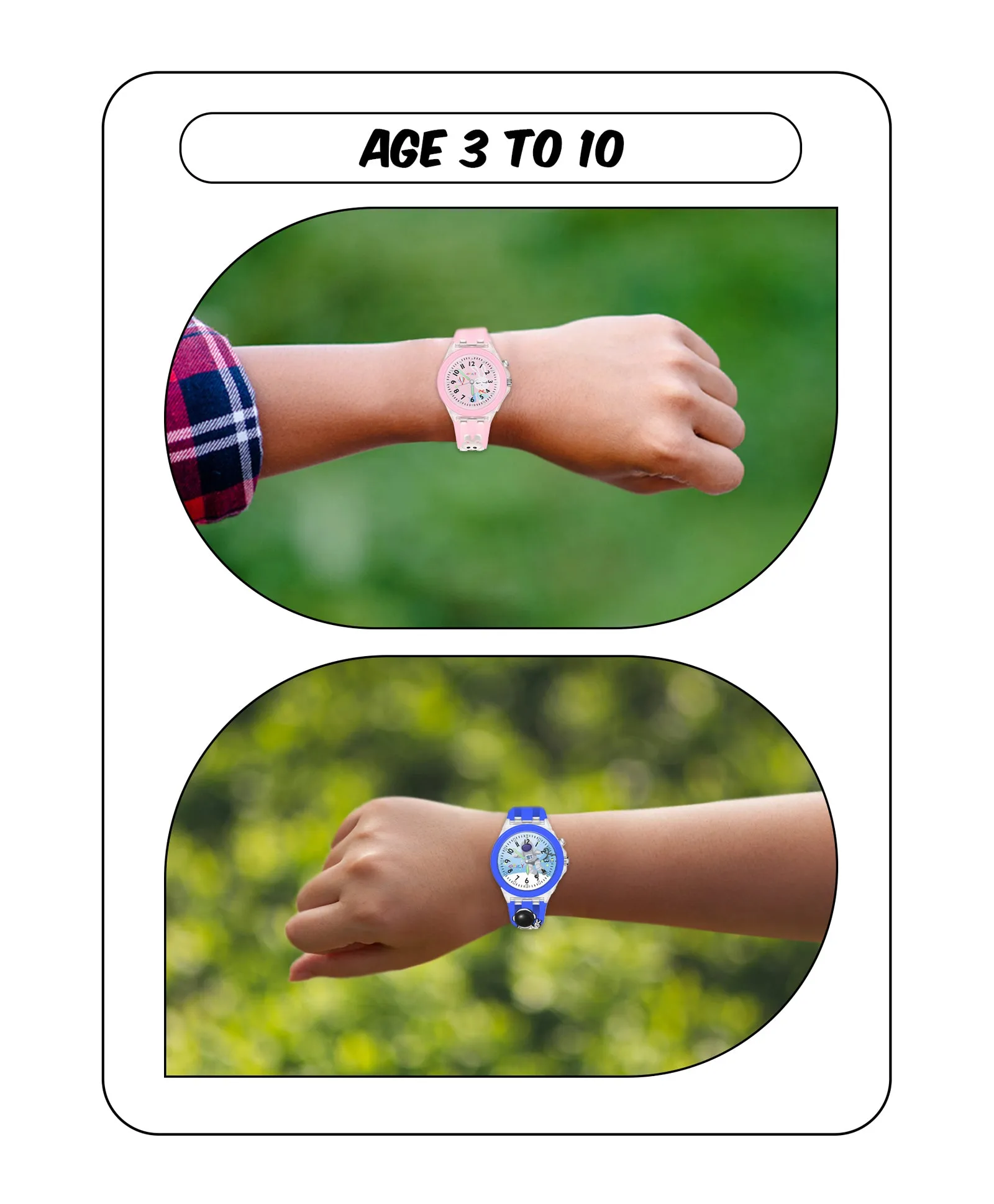 Spiky 3D Butterfly & Monkey Cartoon Analog Light Watch Combo - Puple & Blue