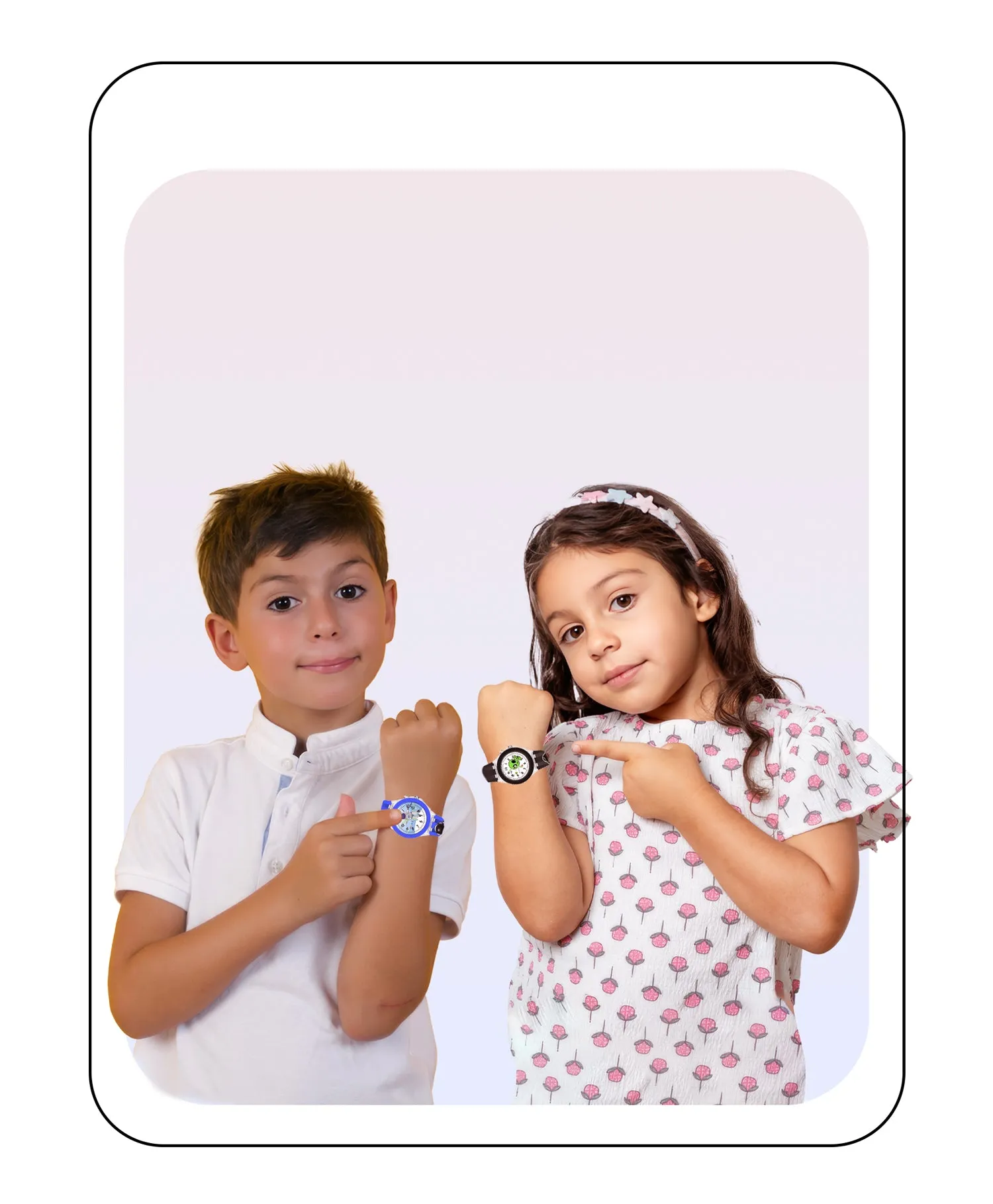 Spiky 3D Butterfly & Monkey Cartoon Analog Light Watch Combo - Puple & Blue
