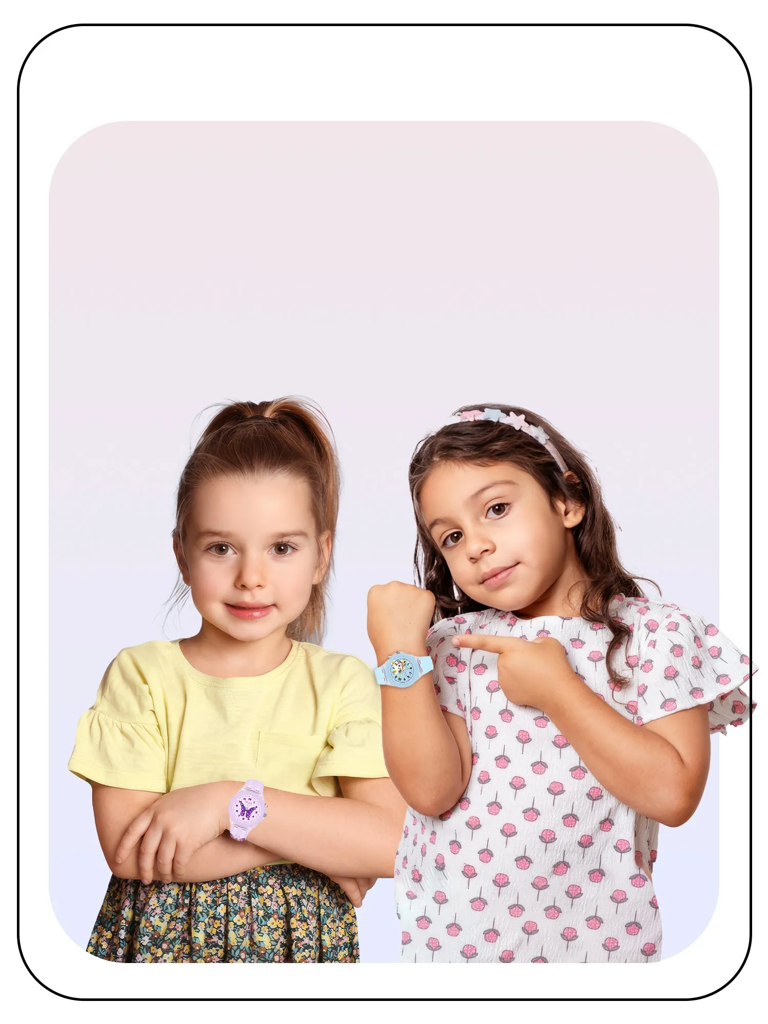Spiky 3D Butterfly & Monkey Cartoon Analog Light Watch Combo - Puple & Blue