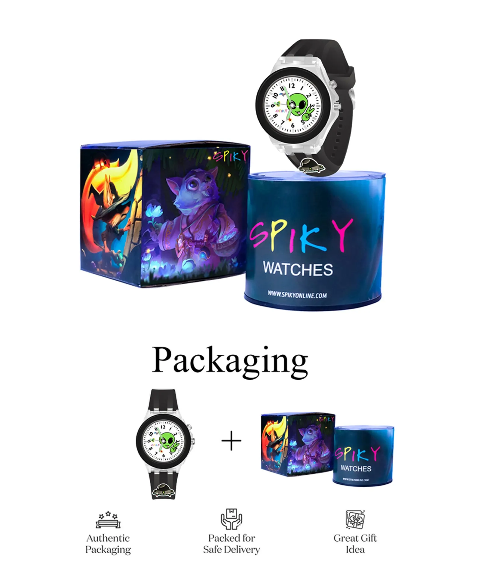 Spiky 3D Cartoon Analog Light Watch for Kids