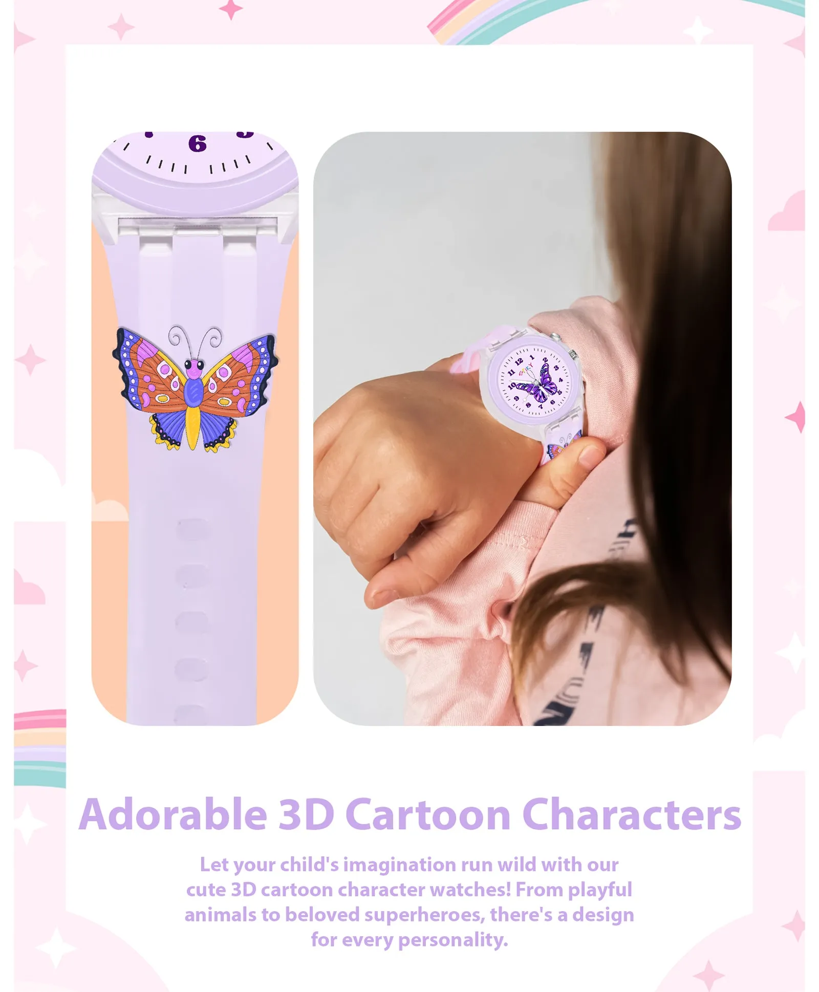 Spiky 3D Cartoon Analog Light Watch for Kids