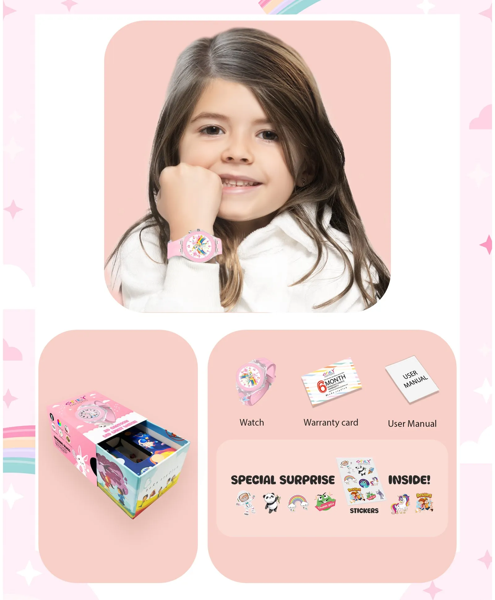 Spiky 3D Cartoon Analog Light Watch for Kids