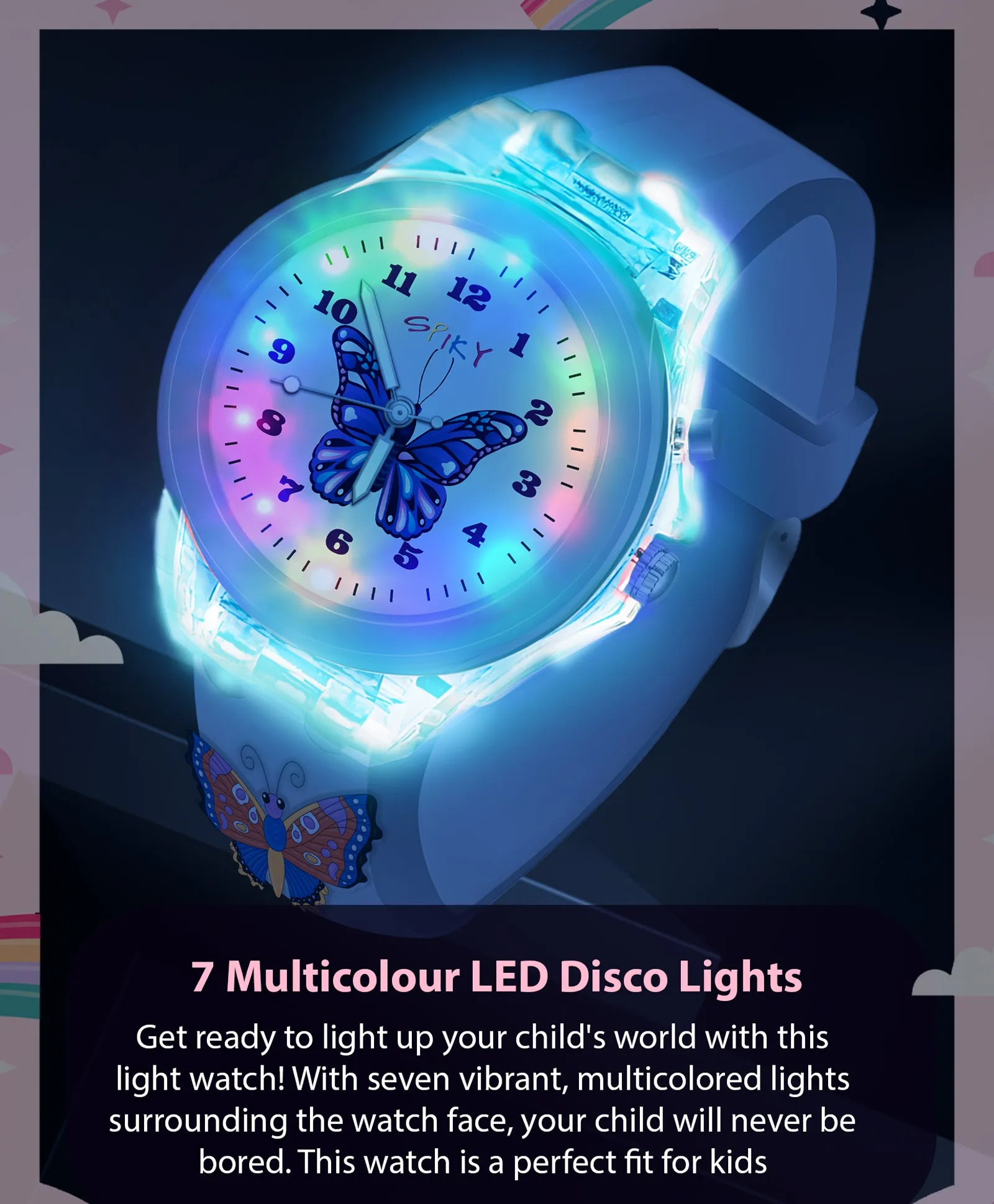 Spiky 3D Cartoon Analog Light Watch for Kids