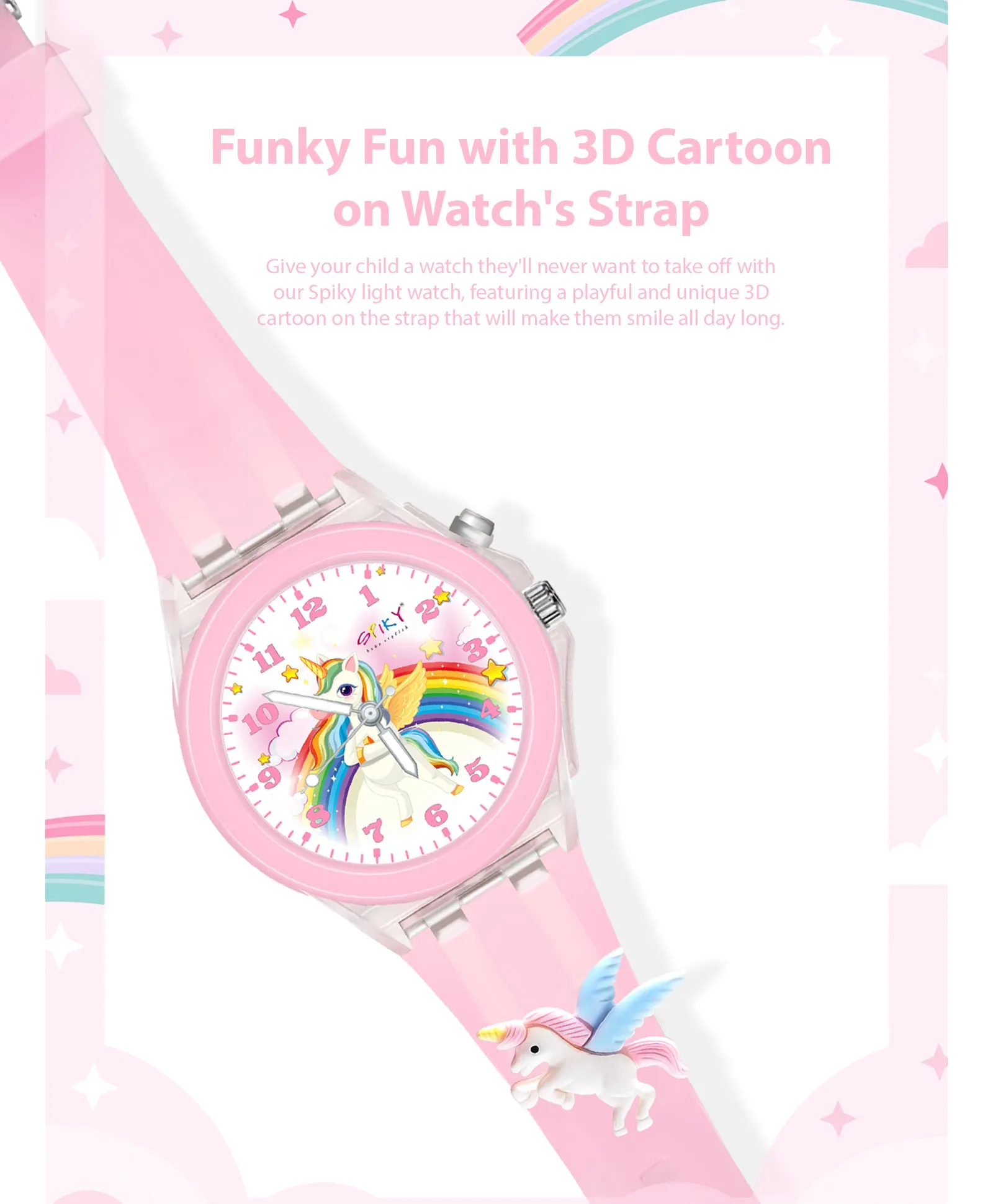 Spiky 3D Cartoon Analog Light Watch for Kids