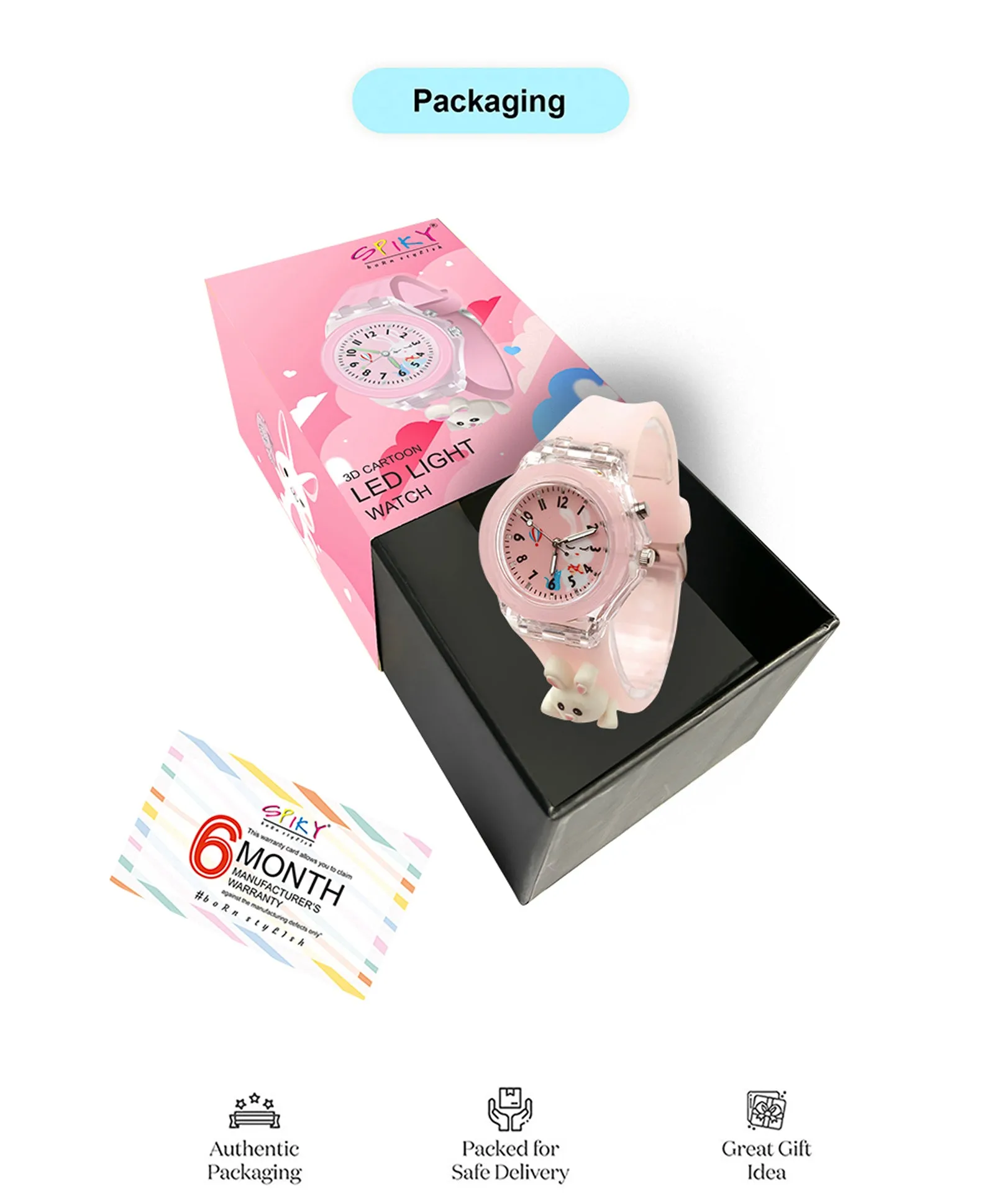 Spiky 3D Cartoon Analog Light Watch for Kids