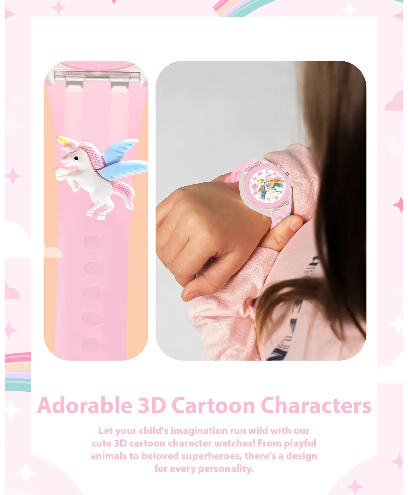 Spiky 3D Cartoon Analog Light Watch for Kids