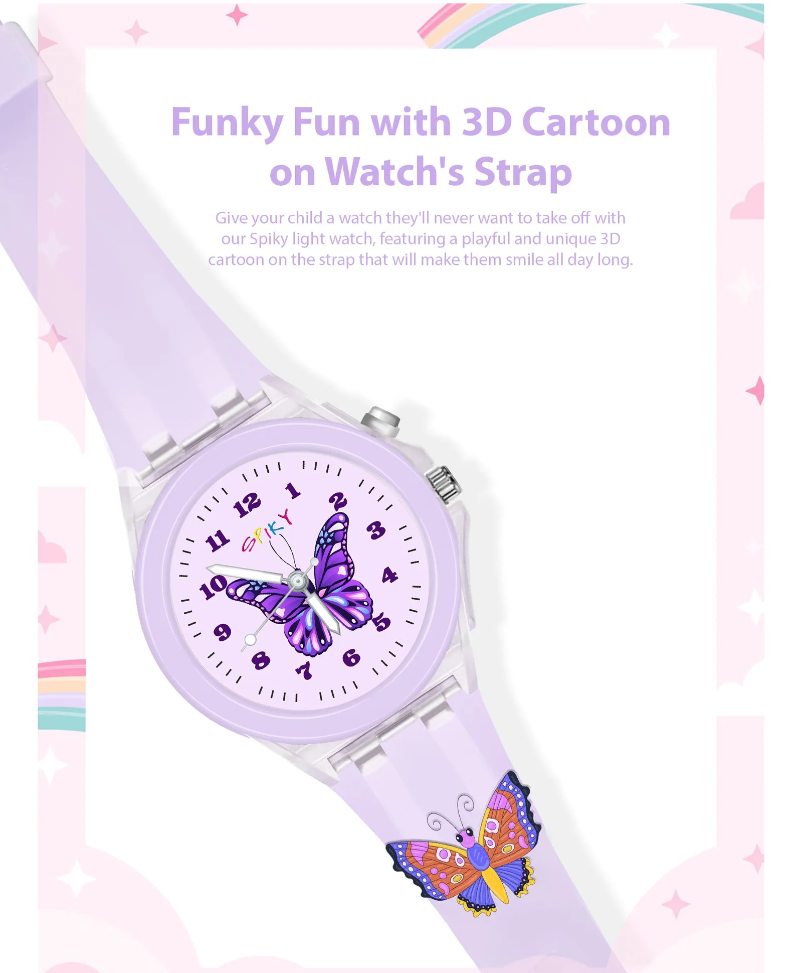 Spiky 3D Cartoon Analog Light Watch for Kids