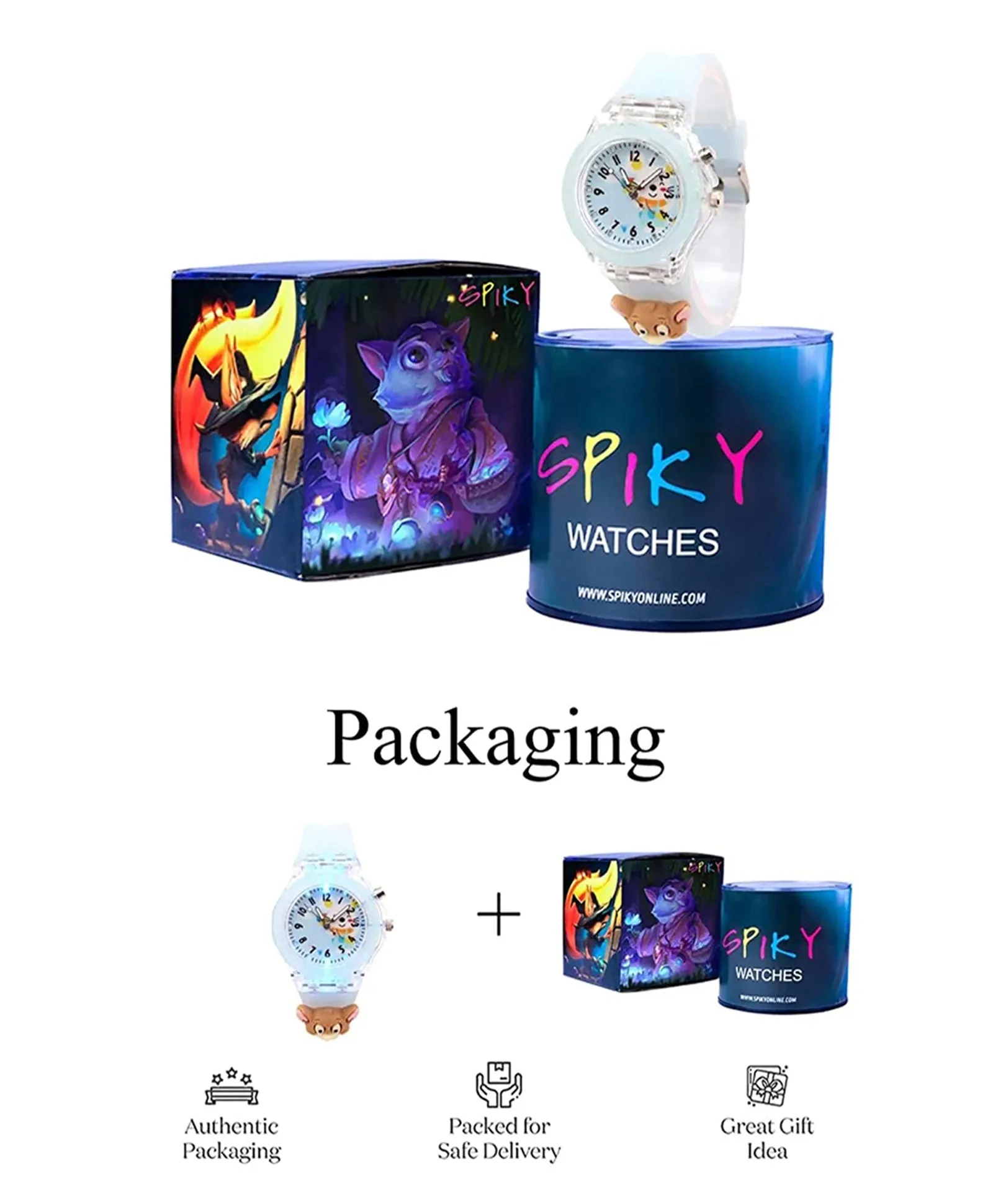 Spiky 3D Cartoon Analog Light Watch for Kids