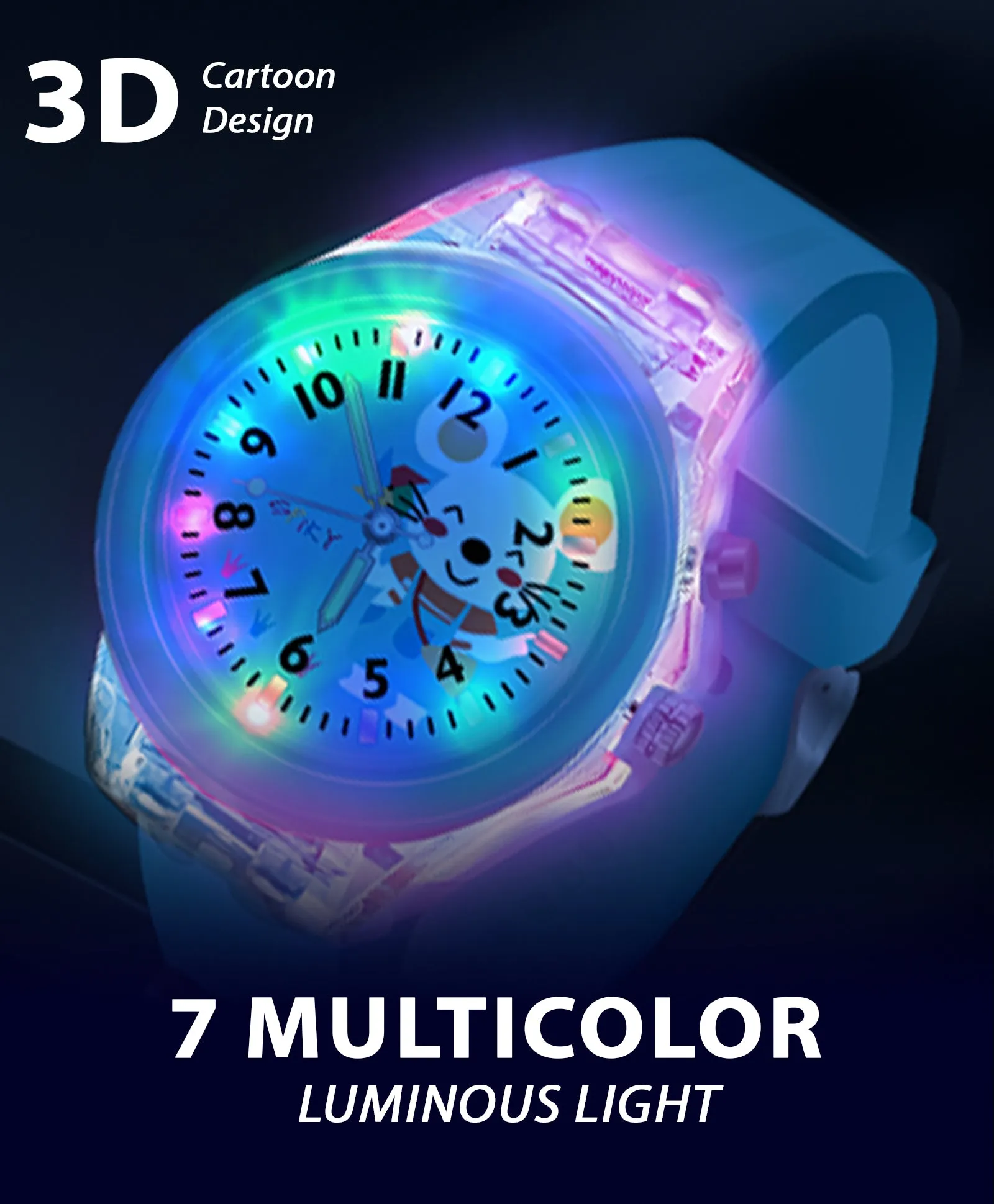 Spiky 3D Cartoon Analog Light Watch for Kids