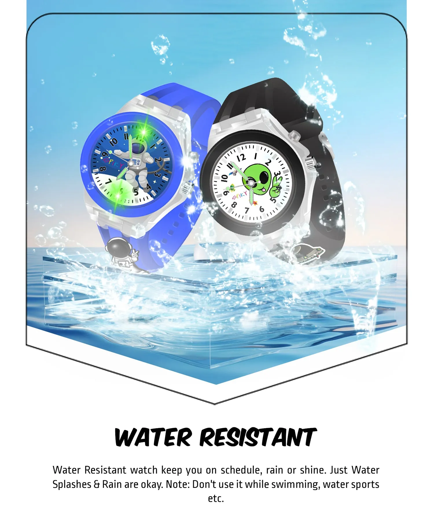 Spiky Combo of Astronaut & Spaceship 3D Cartoon Analog Light Watch