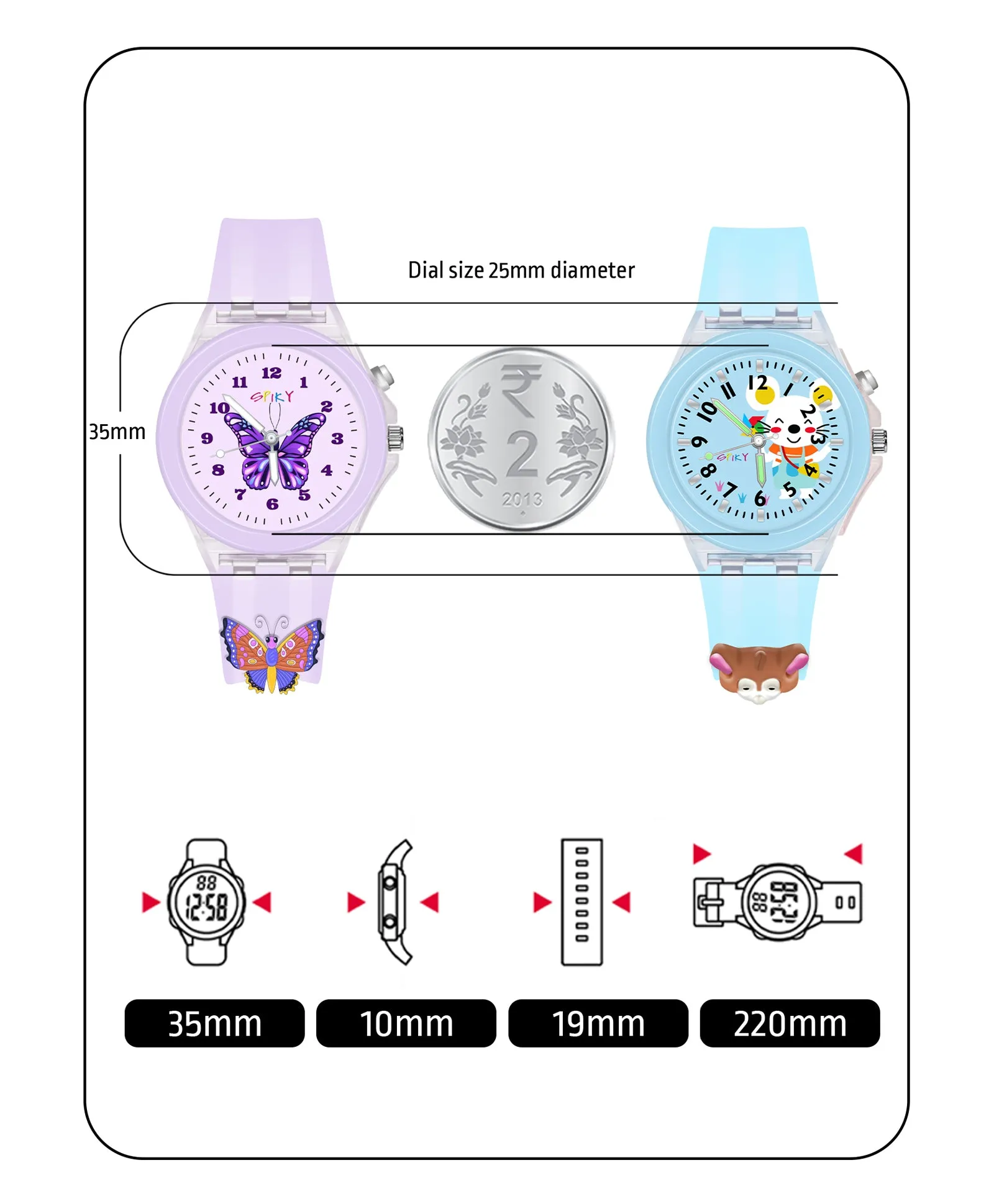 Spiky Combo of Astronaut & Spaceship 3D Cartoon Analog Light Watch