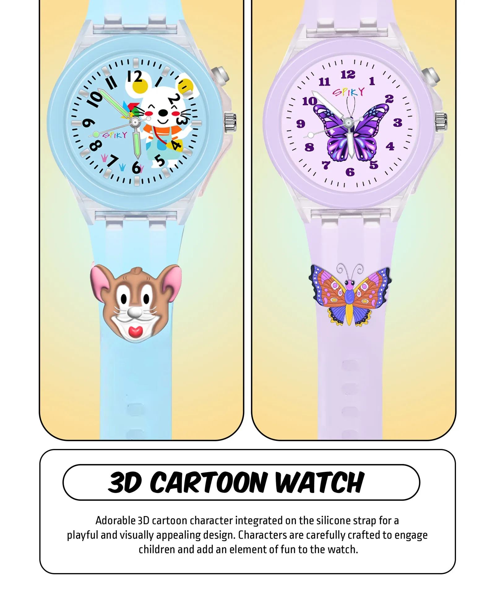 Spiky Combo of Astronaut & Spaceship 3D Cartoon Analog Light Watch