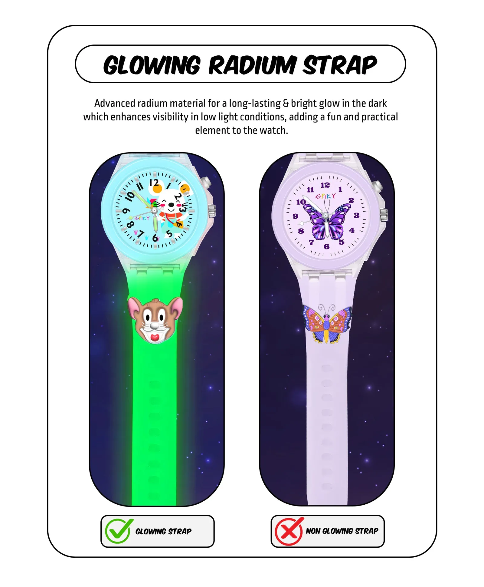 Spiky Combo of Rabbit & Butterfly 3D Cartoon Analog Light Watch