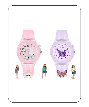 Spiky Combo of Rabbit & Butterfly 3D Cartoon Analog Light Watch