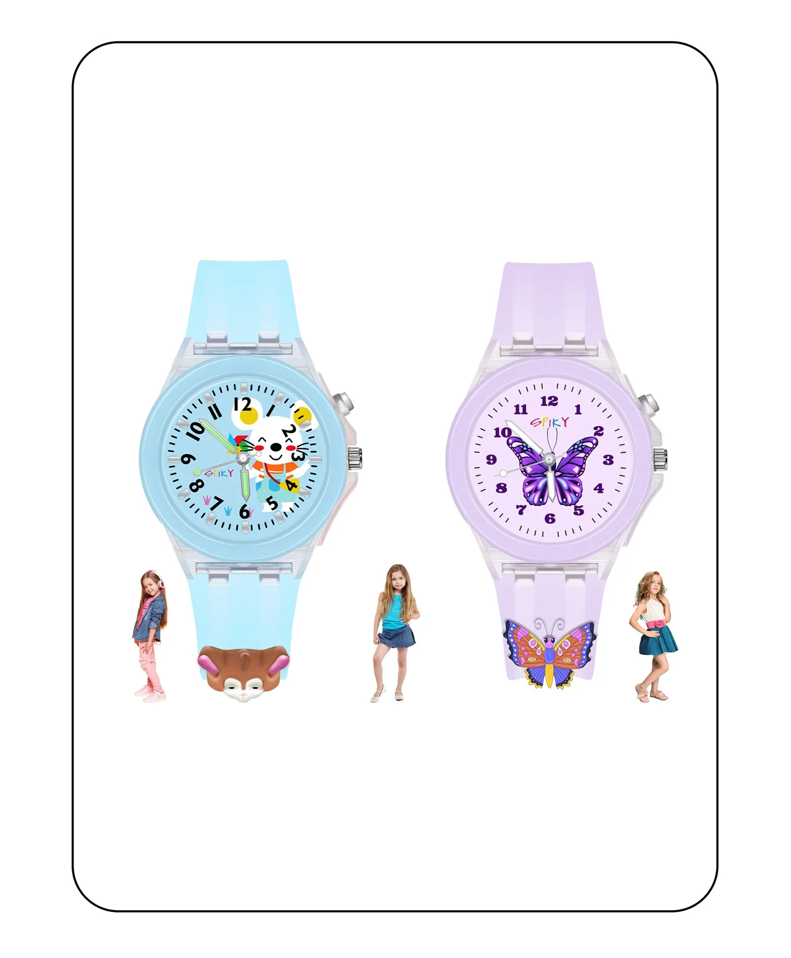 Spiky Combo of Unicorn & Rabbit 3D Cartoon Analog Light Watch