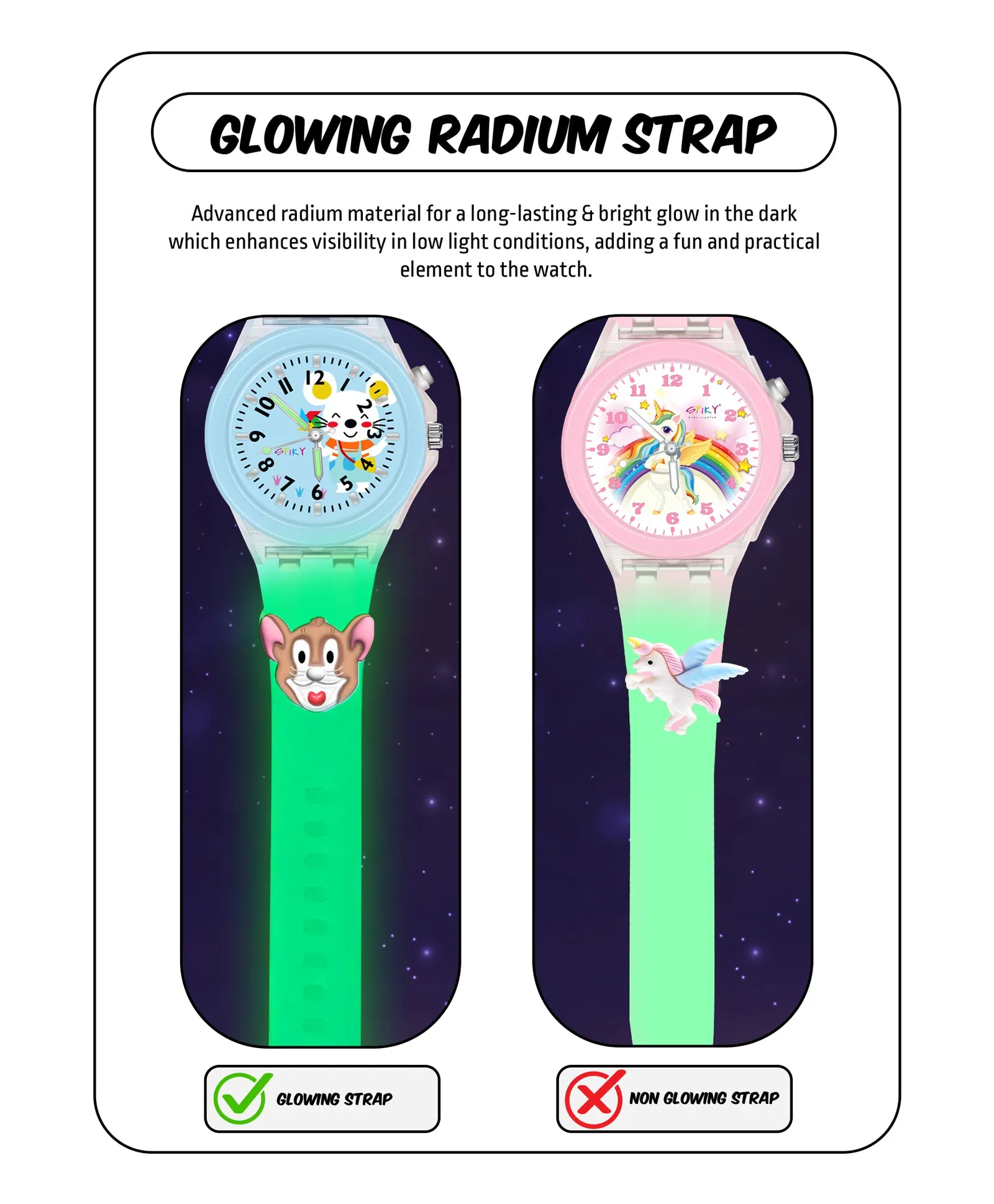 Spiky Combo of Unicorn & Rabbit 3D Cartoon Analog Light Watch