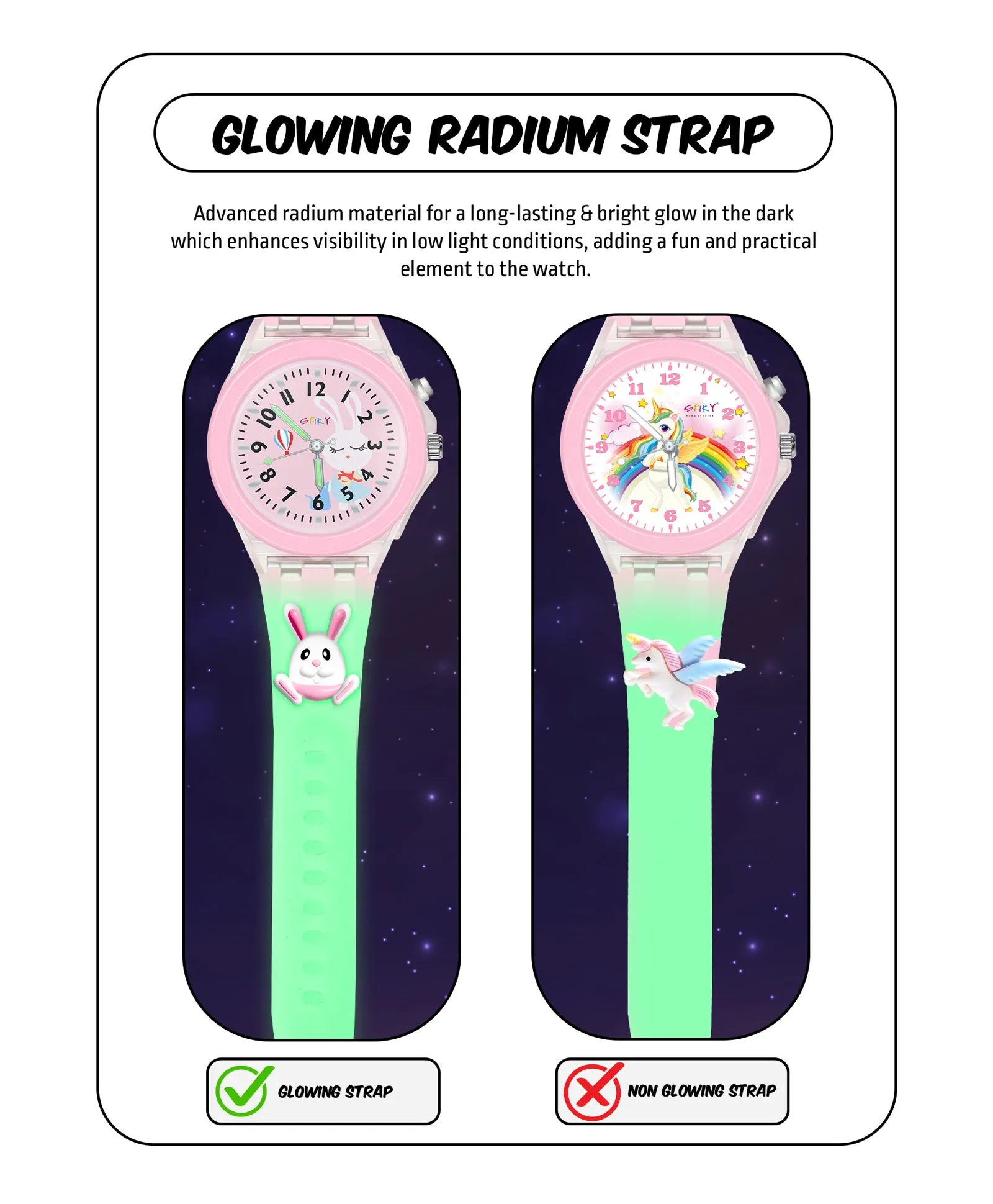 Spiky Combo of Unicorn & Rabbit 3D Cartoon Analog Light Watch