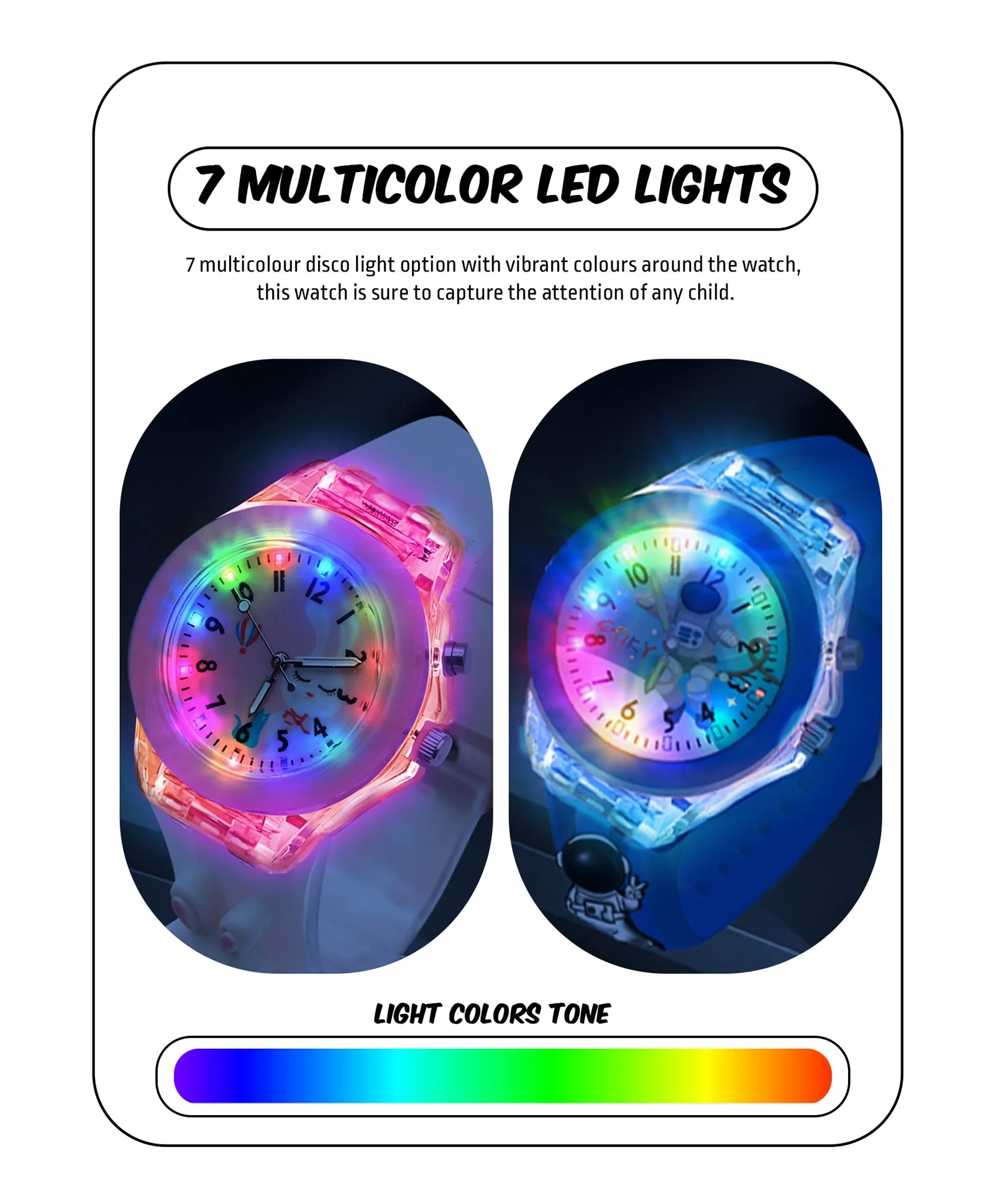 Spiky Combo of Unicorn & Rabbit 3D Cartoon Analog Light Watch