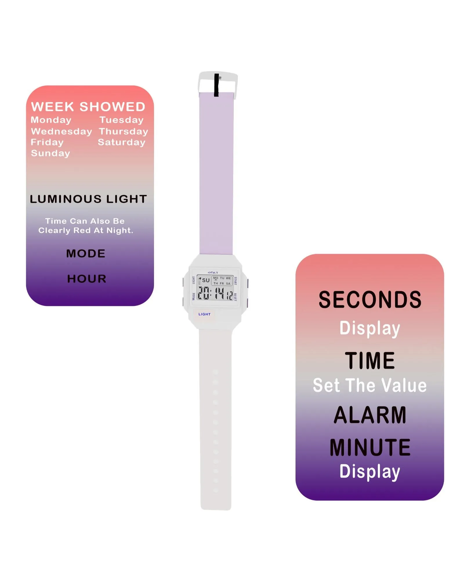 Spiky EVA34 Square Multifunctional Digital Sports Watch for Kids - Red