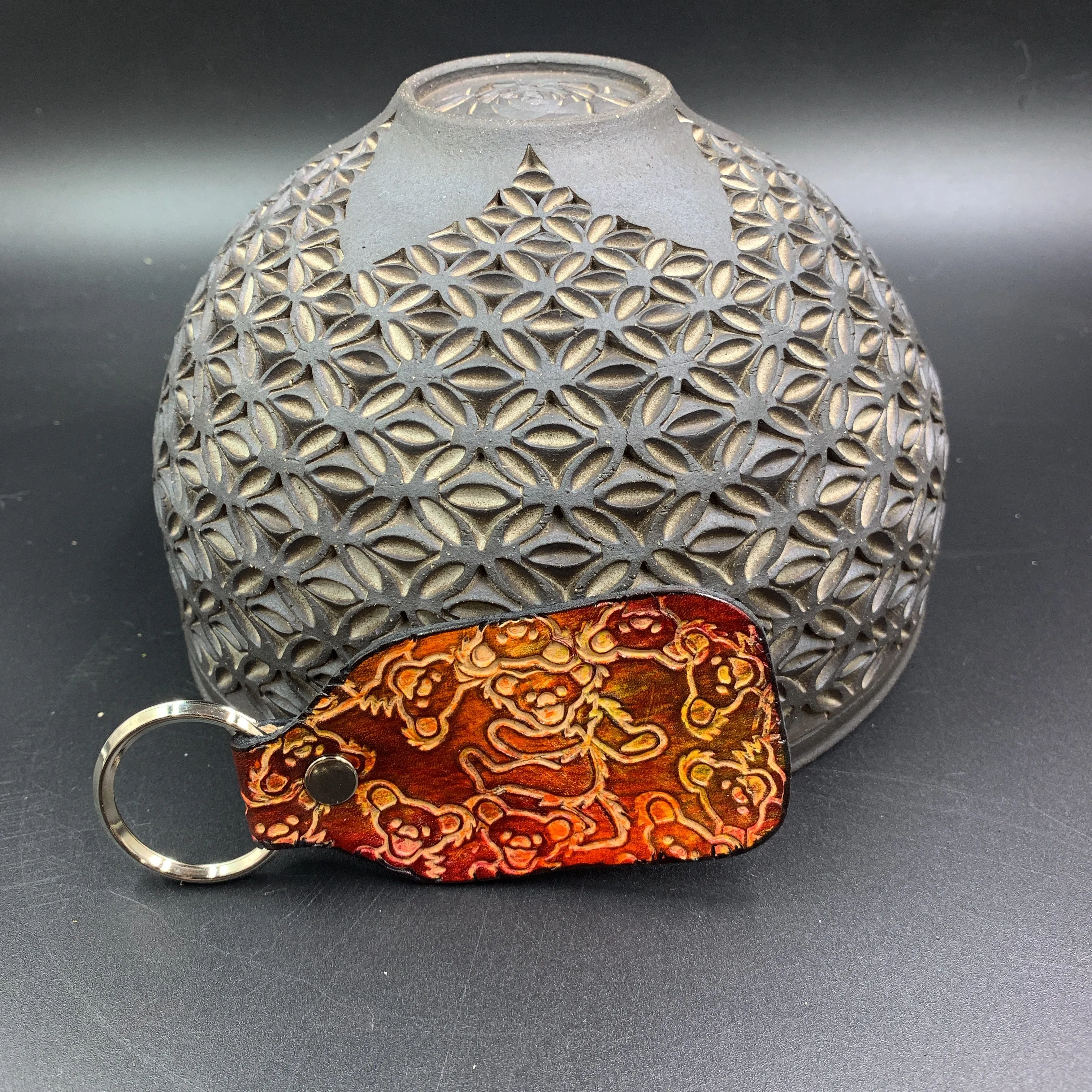 Stamped Leather Keychain - Bears