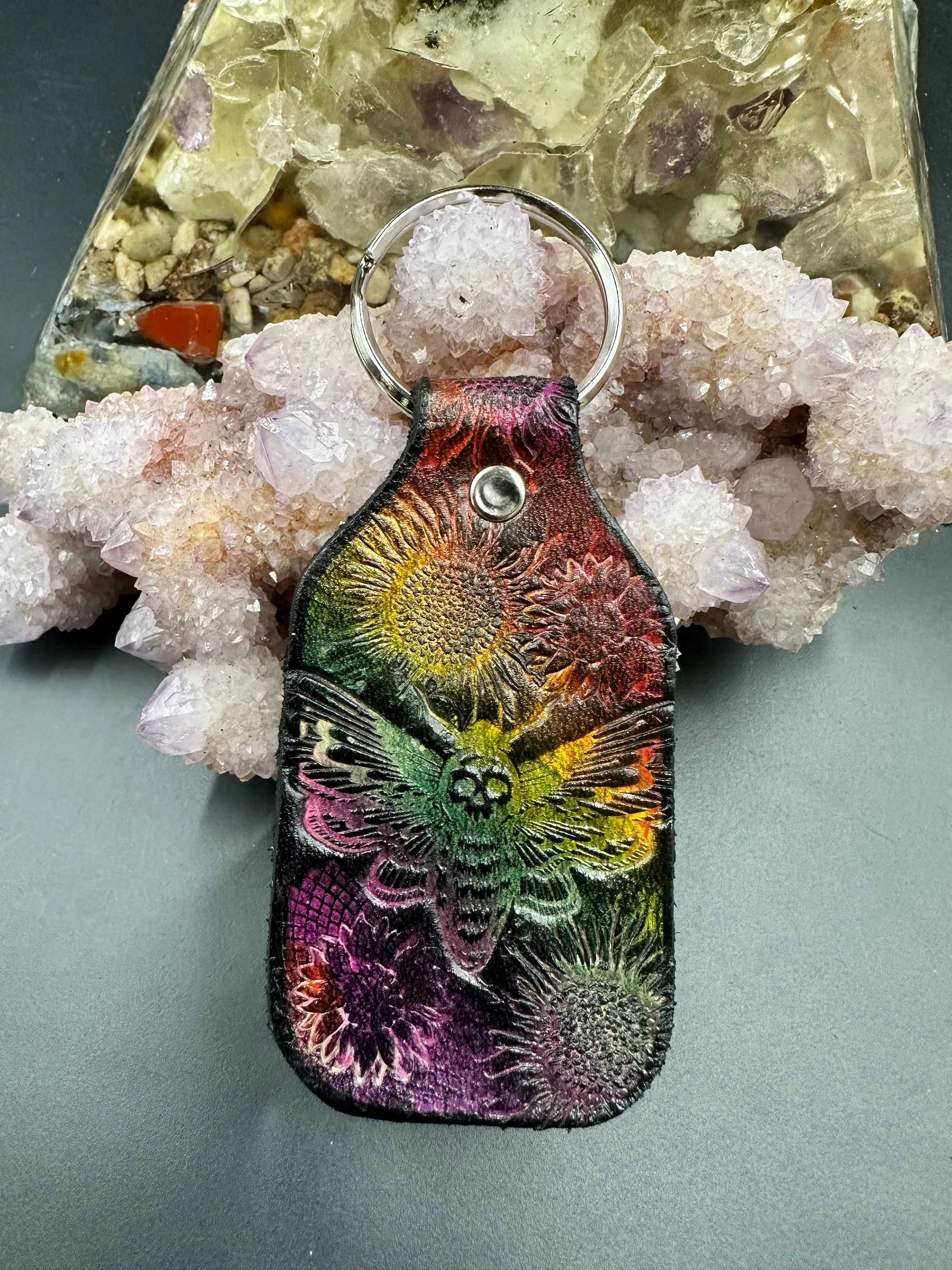 Stamped Leather Keychain - Death Moth