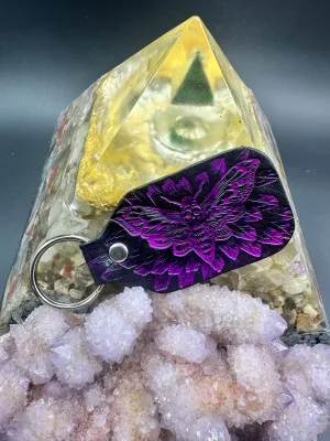 Stamped Leather Keychain - Death Moth