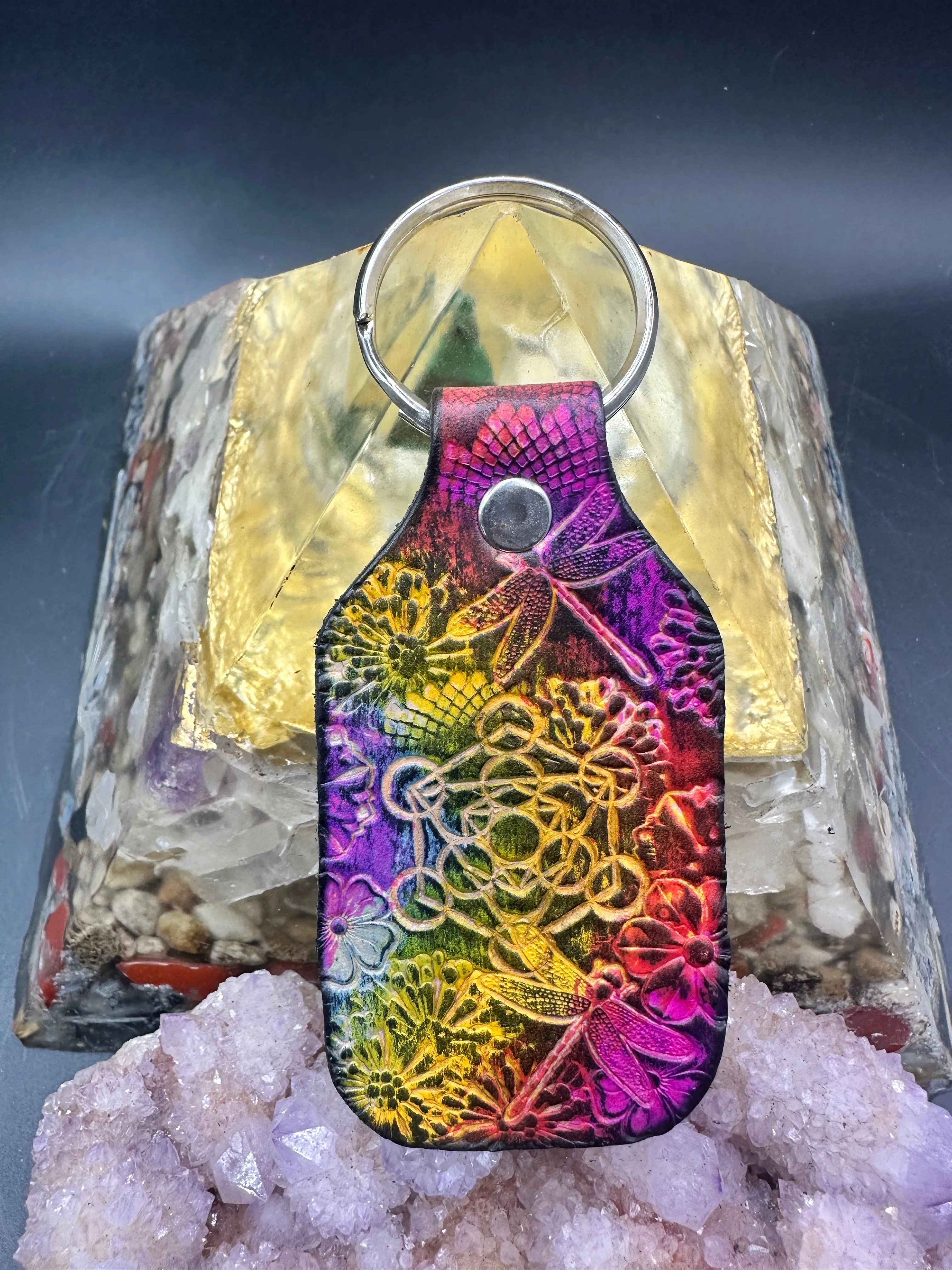 Stamped Leather Keychain - Fruit of Life