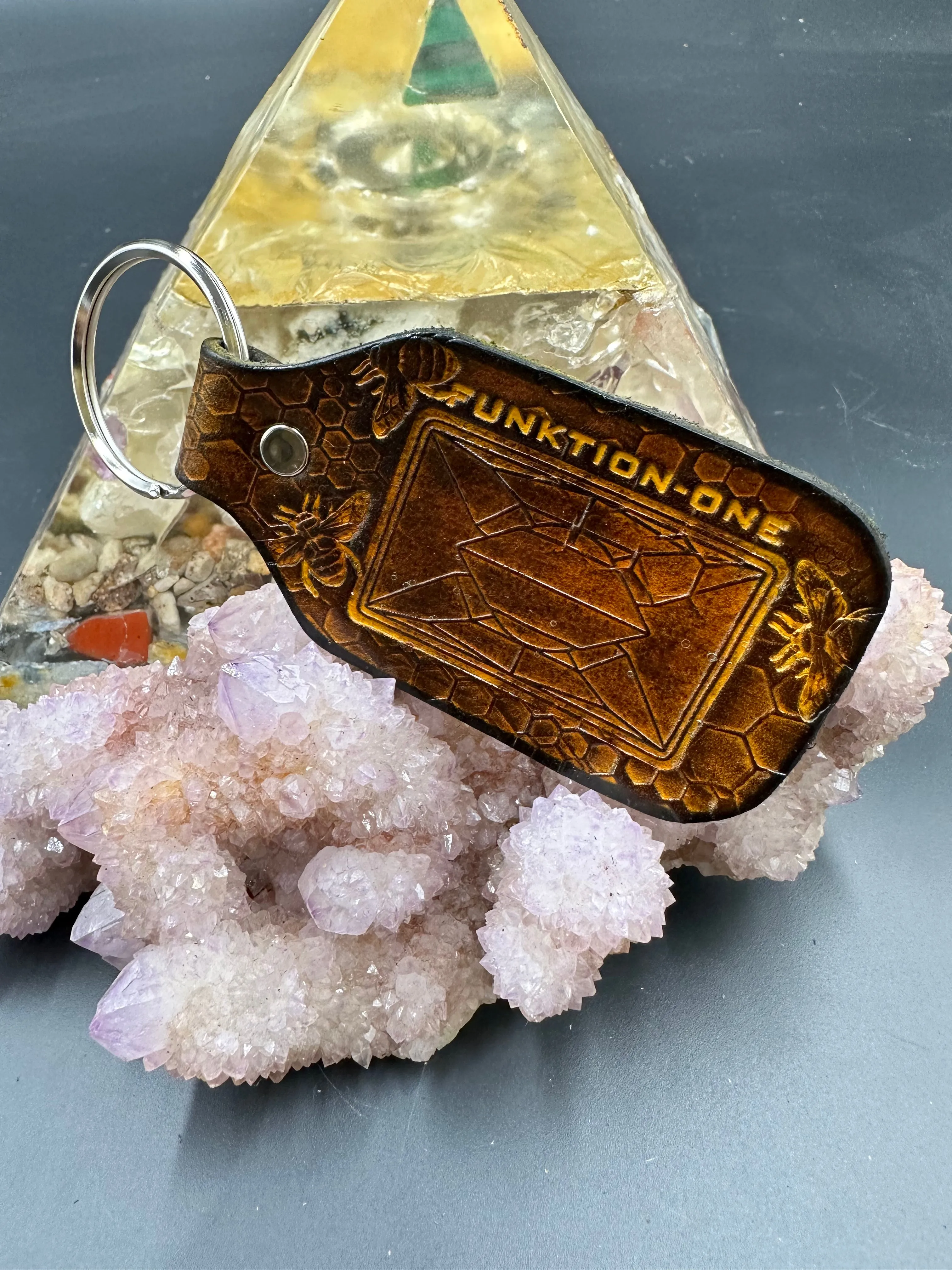 Stamped Leather Keychain - Funktion One