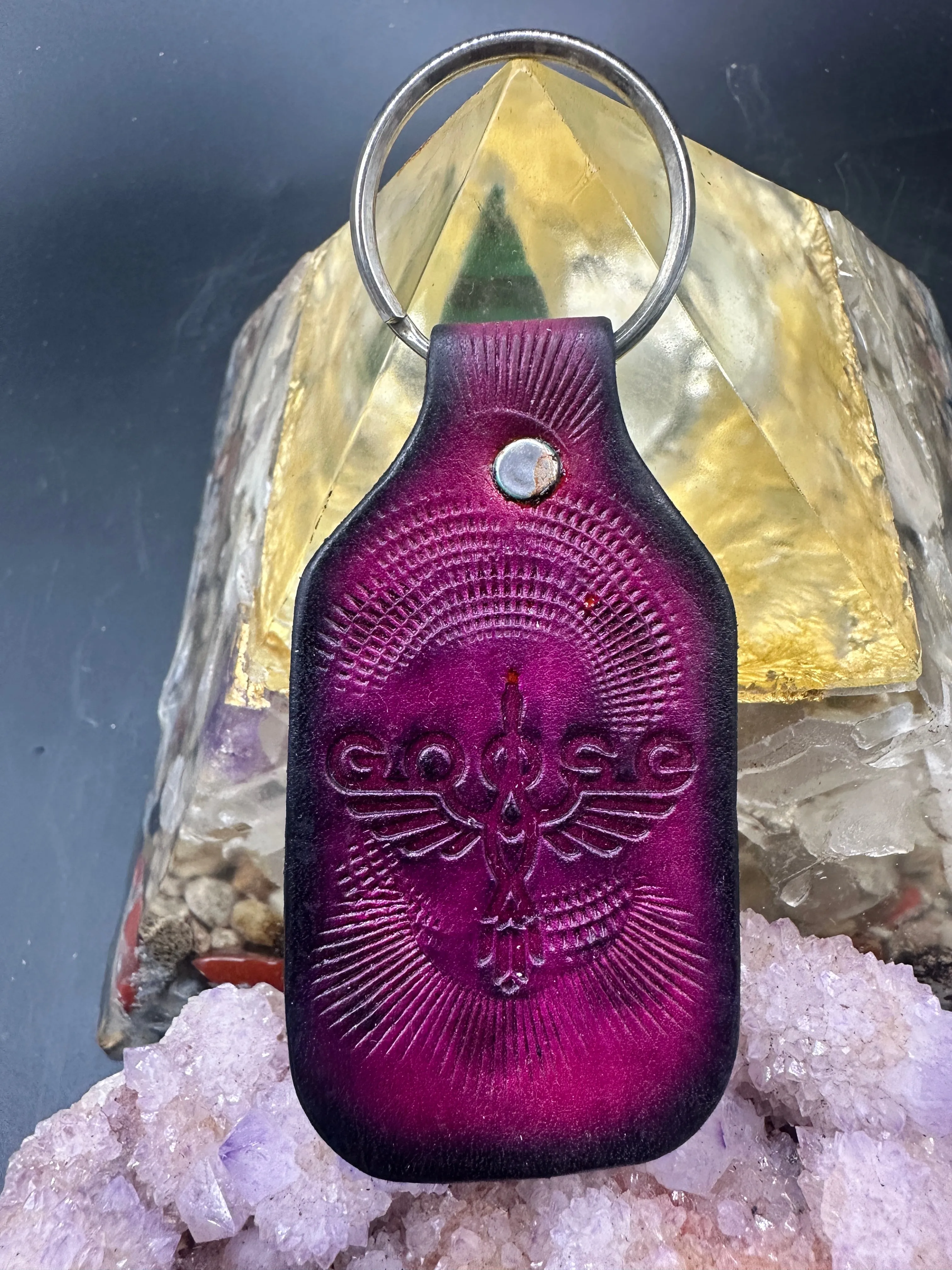 Stamped Leather Keychain - Goose