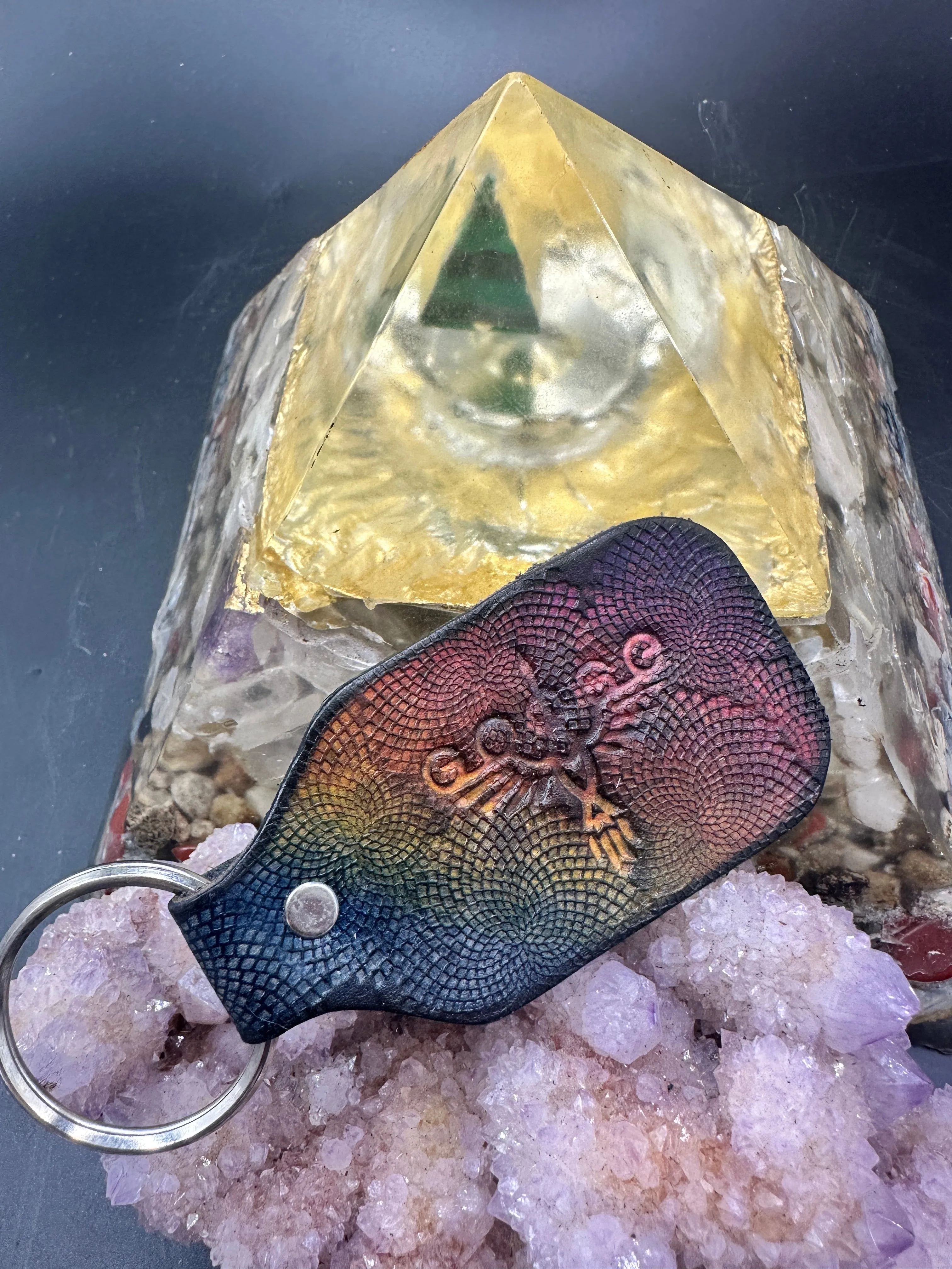 Stamped Leather Keychain - Goose