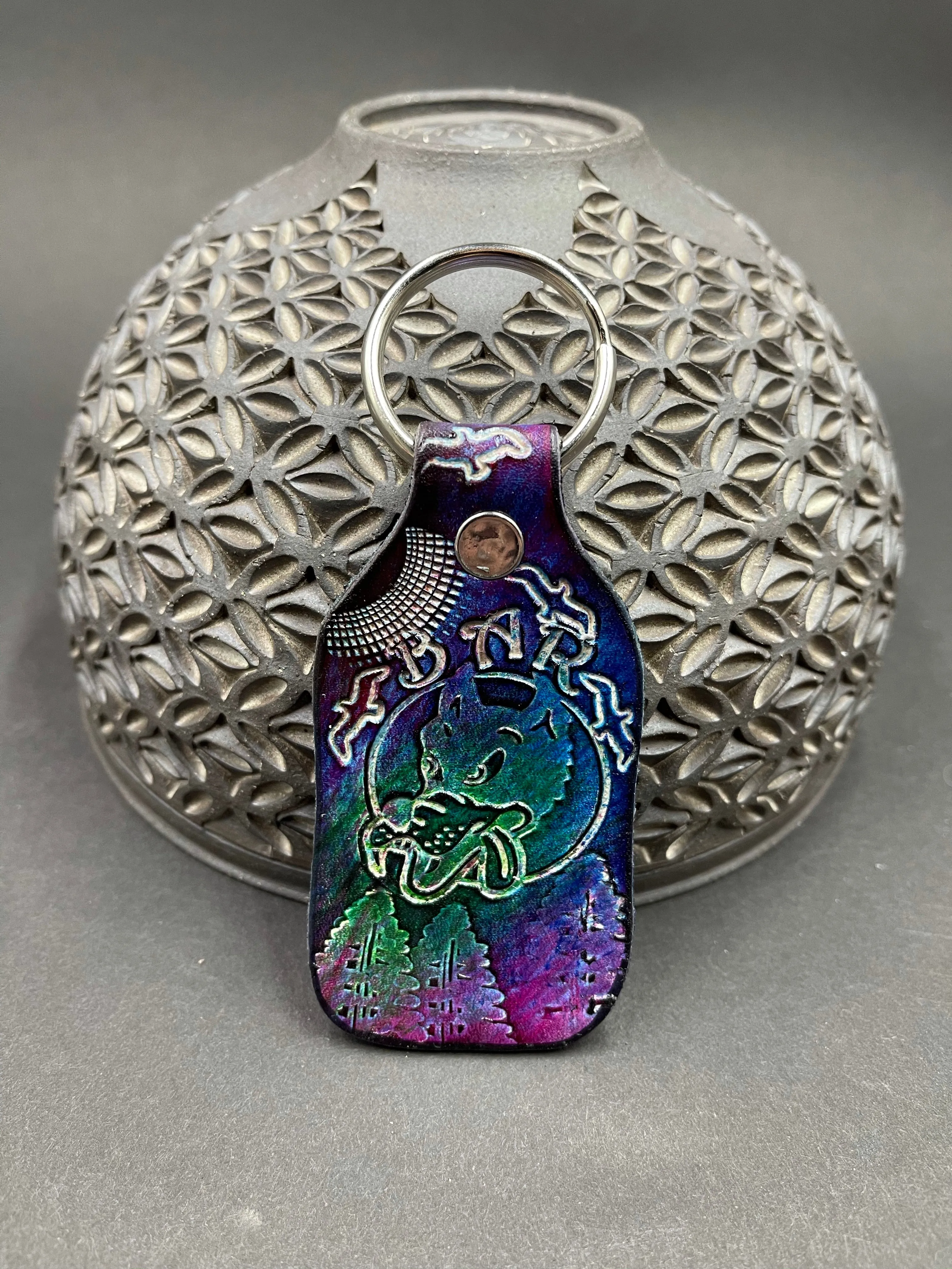Stamped Leather Keychain - Grateful Dire Wolf