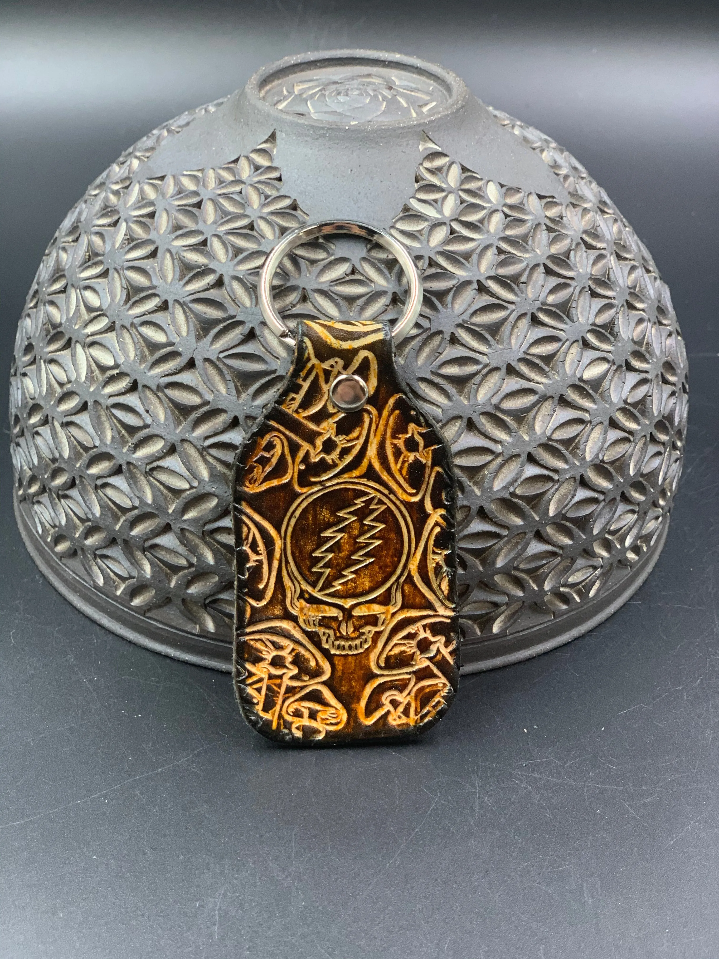 Stamped Leather Keychain - Grateful Full Stealie